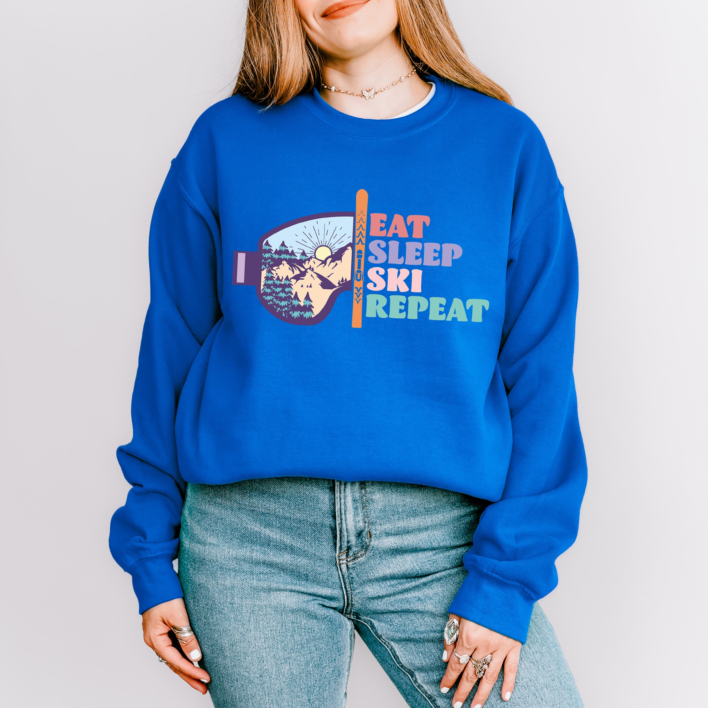 Eat Sleep Ski Repeat - Skiing Unisex Crewneck T-Shirt Sweatshirt Hoodie