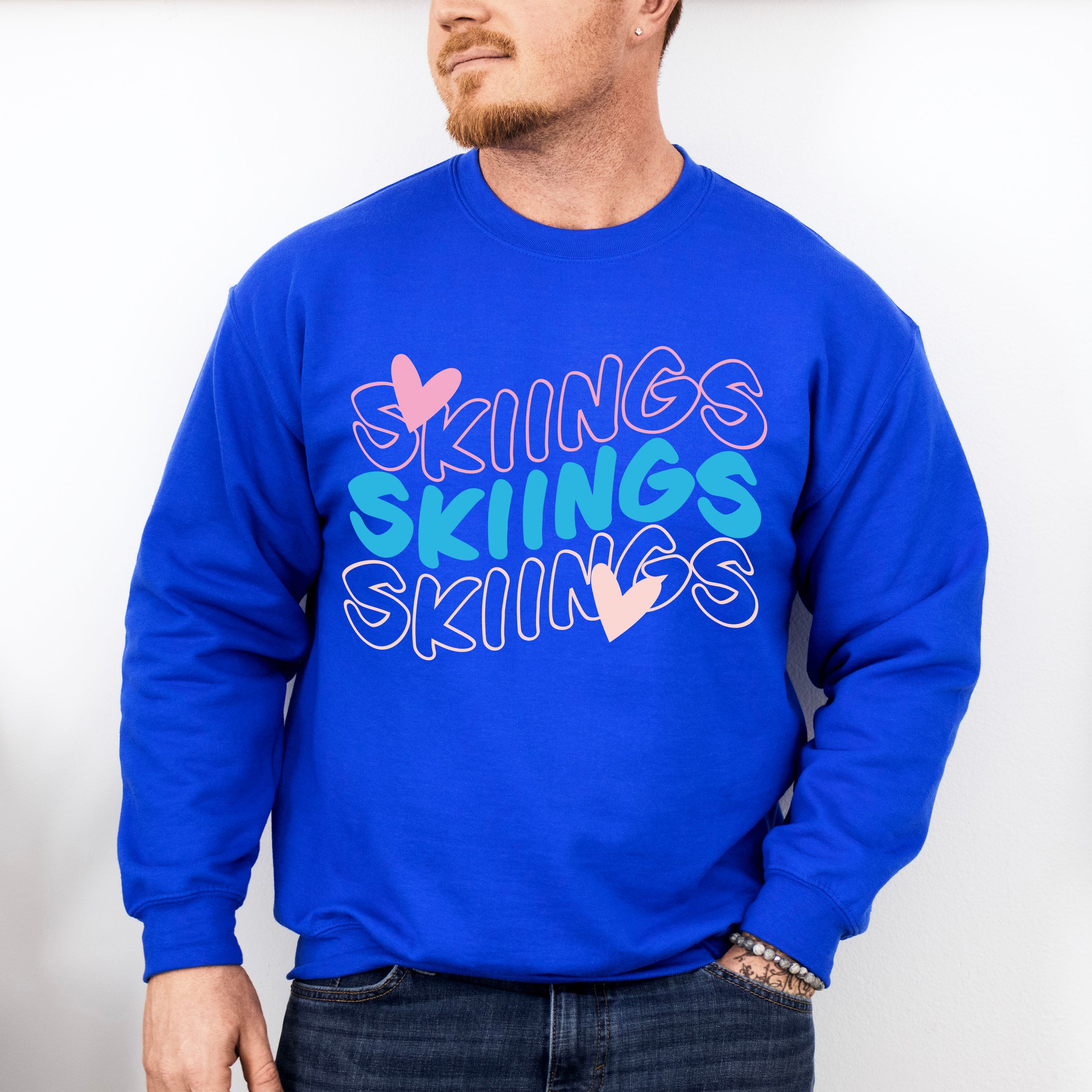 Skiings Heart Design - Skiing Unisex Crewneck T-Shirt Sweatshirt Hoodie
