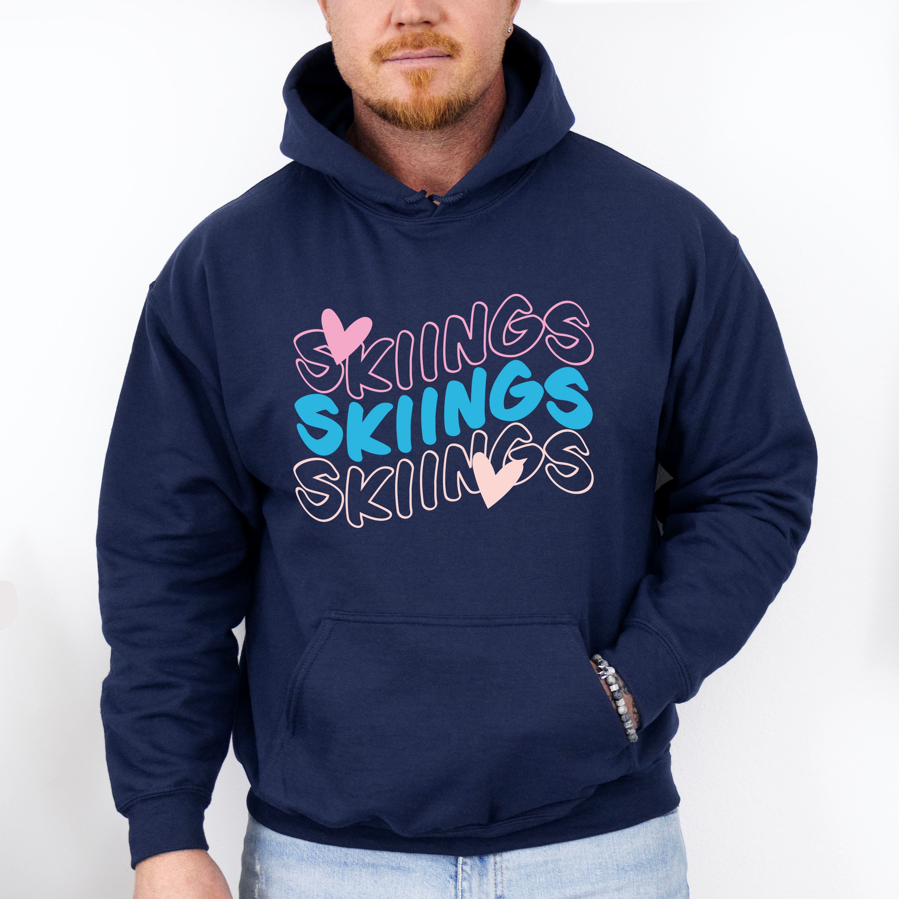 Skiings Heart Design - Skiing Unisex Crewneck T-Shirt Sweatshirt Hoodie