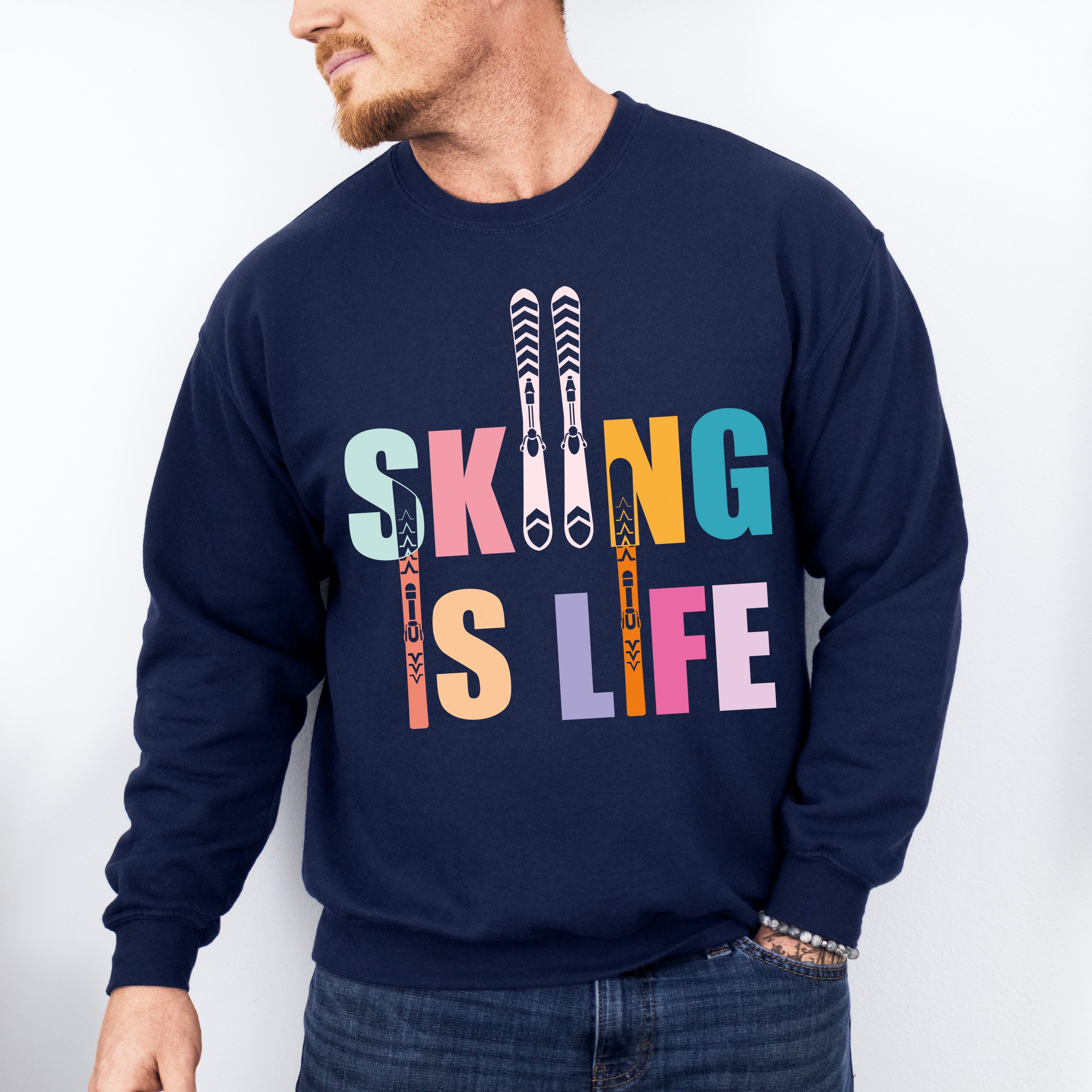 Skiing Is Life - Skiing Unisex Crewneck T-Shirt Sweatshirt Hoodie