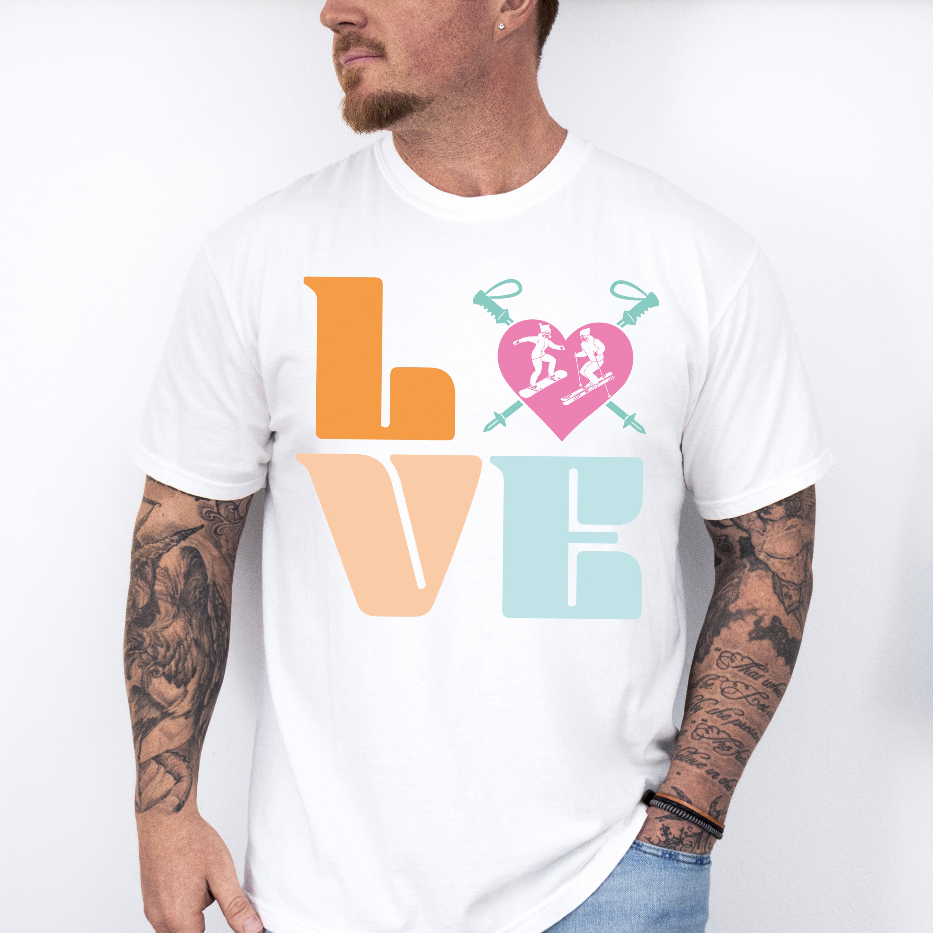 LOVE Design - Skiing Unisex Crewneck T-Shirt Sweatshirt Hoodie