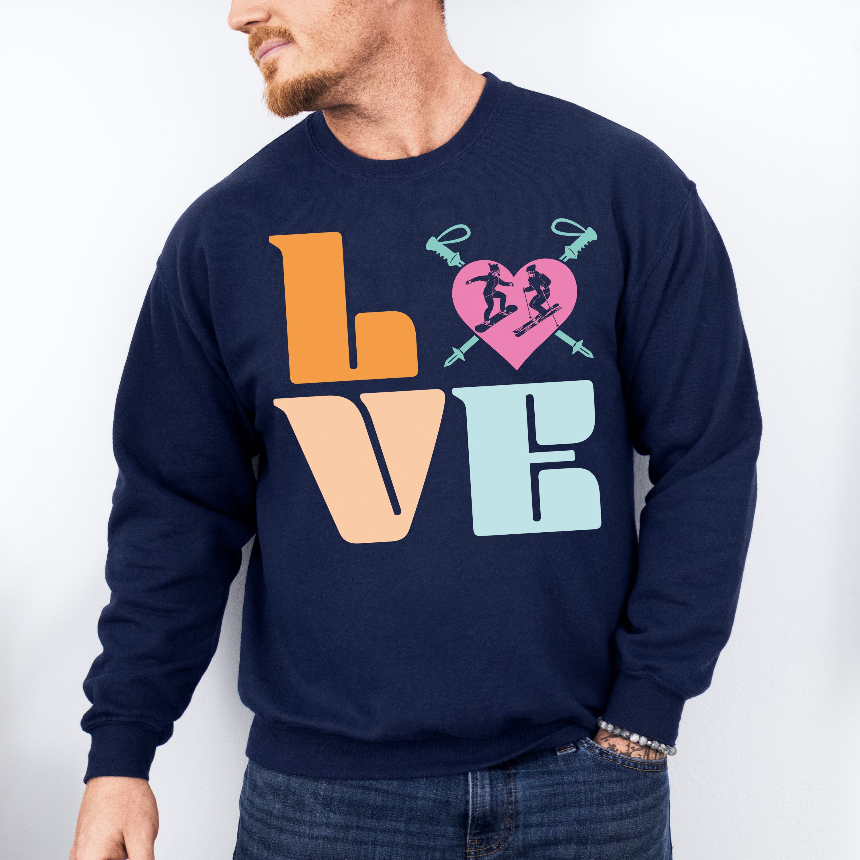 LOVE Design - Skiing Unisex Crewneck T-Shirt Sweatshirt Hoodie