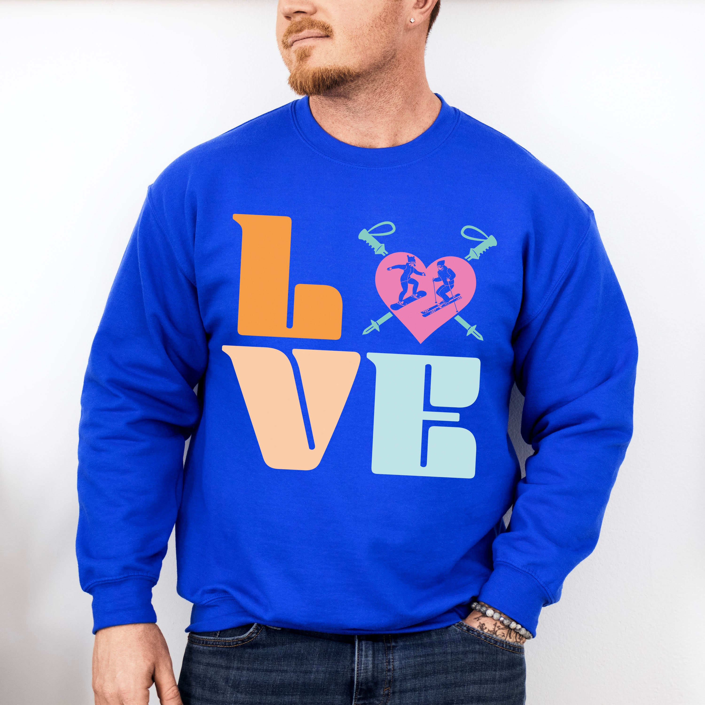 LOVE Design - Skiing Unisex Crewneck T-Shirt Sweatshirt Hoodie