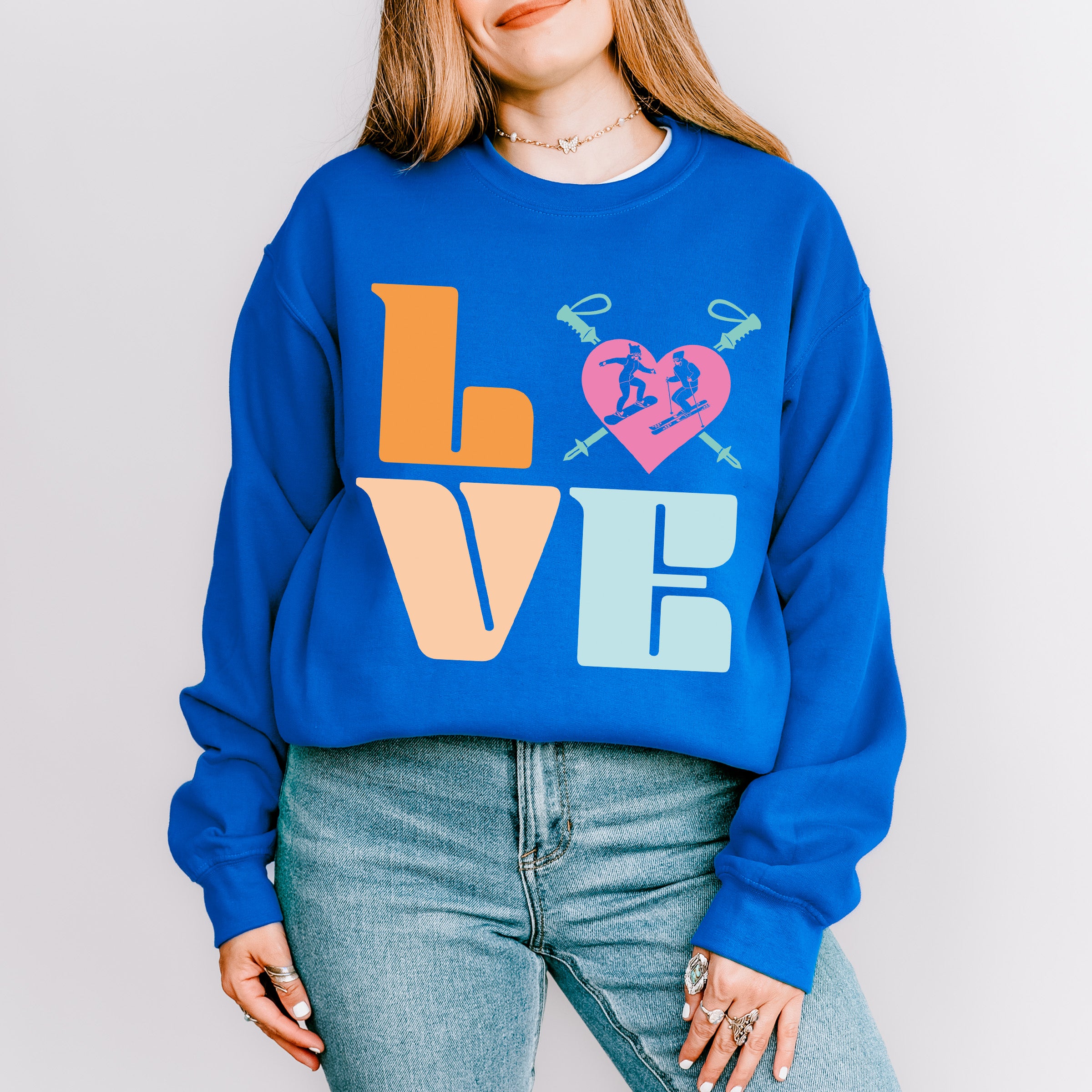 LOVE Design - Skiing Unisex Crewneck T-Shirt Sweatshirt Hoodie