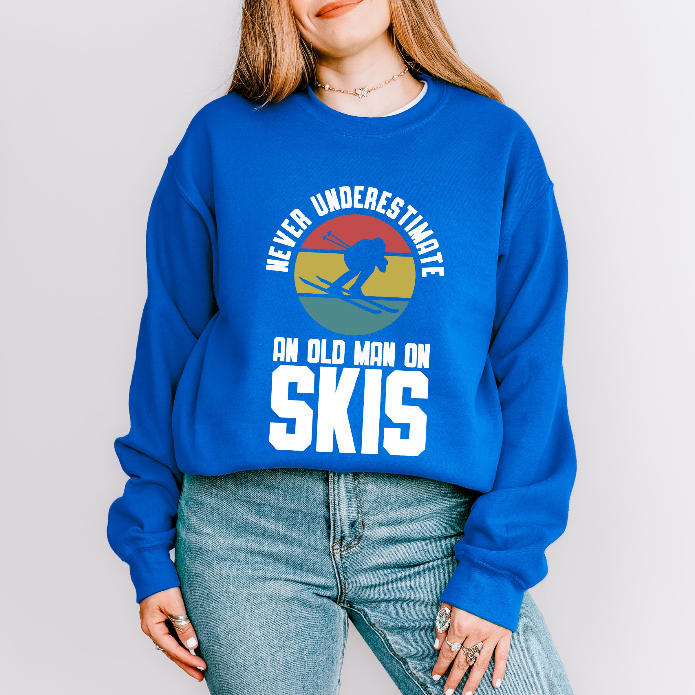 Never Underestimate An Old Man On Skis - Skiing Unisex Crewneck T-Shirt Sweatshirt Hoodie