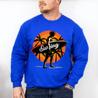Surfing Sunrise Palms Design - Surfing Unisex Crewneck T-Shirt Sweatshirt Hoodie