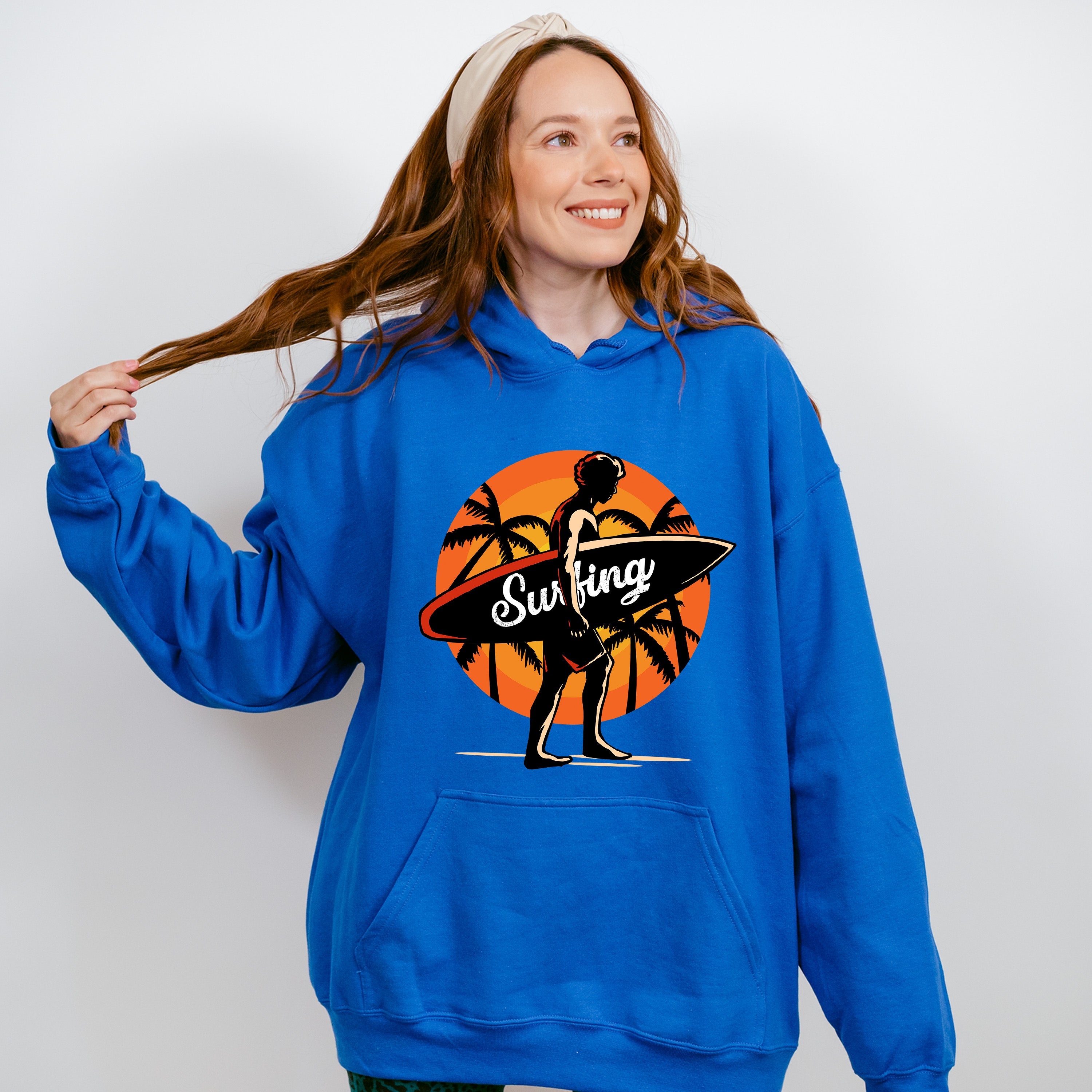 Surfing Sunrise Palms Design - Surfing Unisex Crewneck T-Shirt Sweatshirt Hoodie