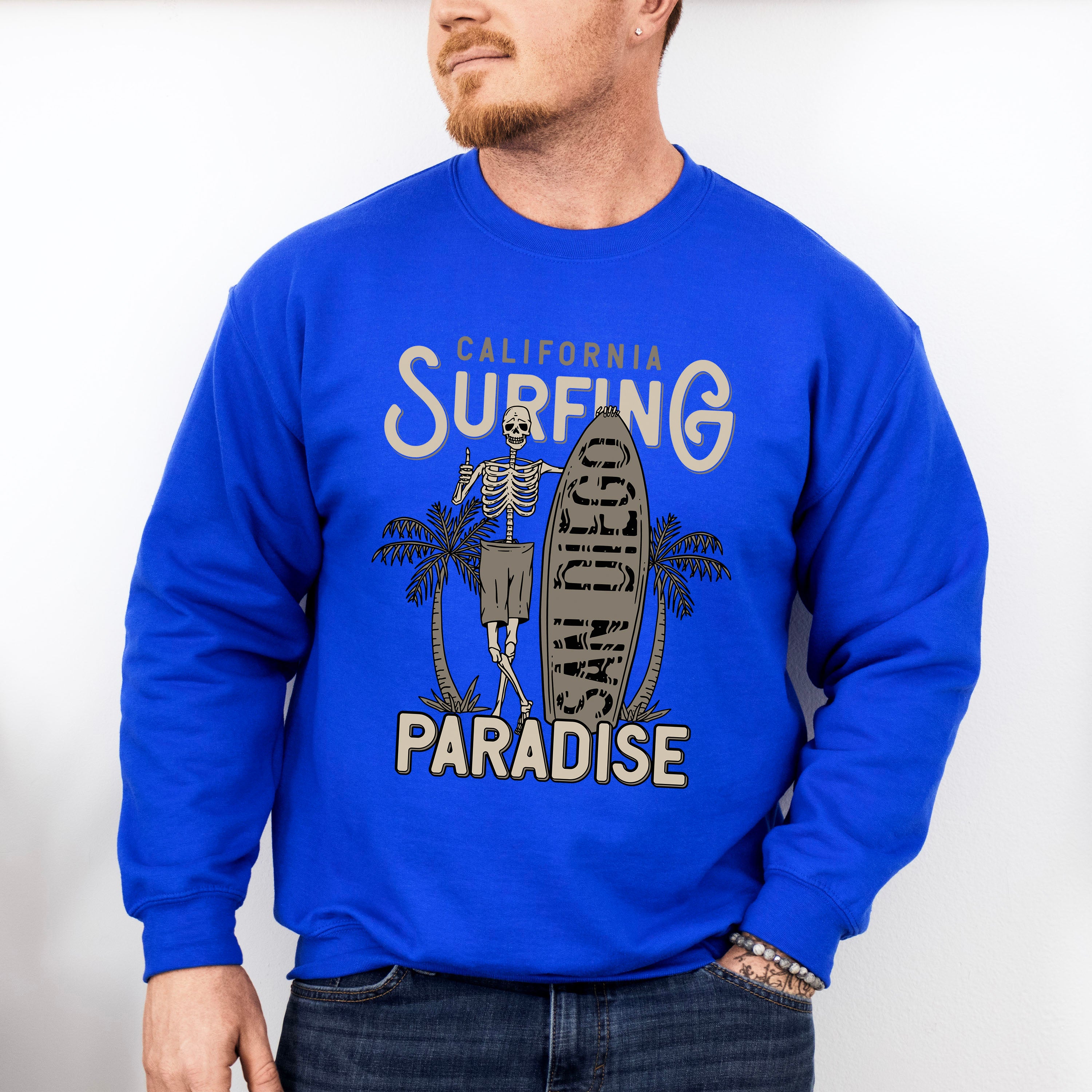 Skeleton California Surfing Paradise - Surfing Unisex Crewneck T-Shirt Sweatshirt Hoodie