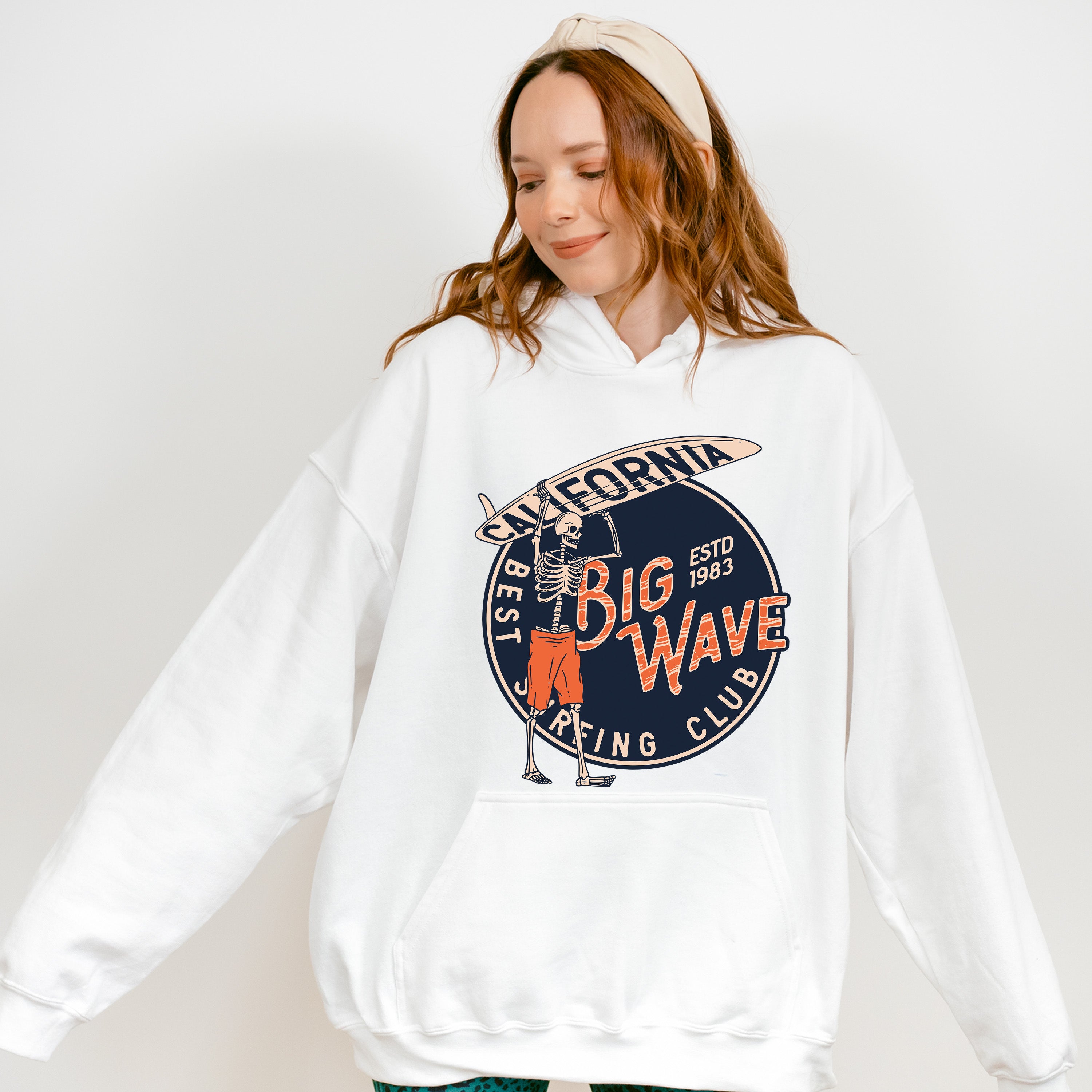 California Big Wave Skeleton Design - Surfing Unisex Crewneck T-Shirt Sweatshirt Hoodie