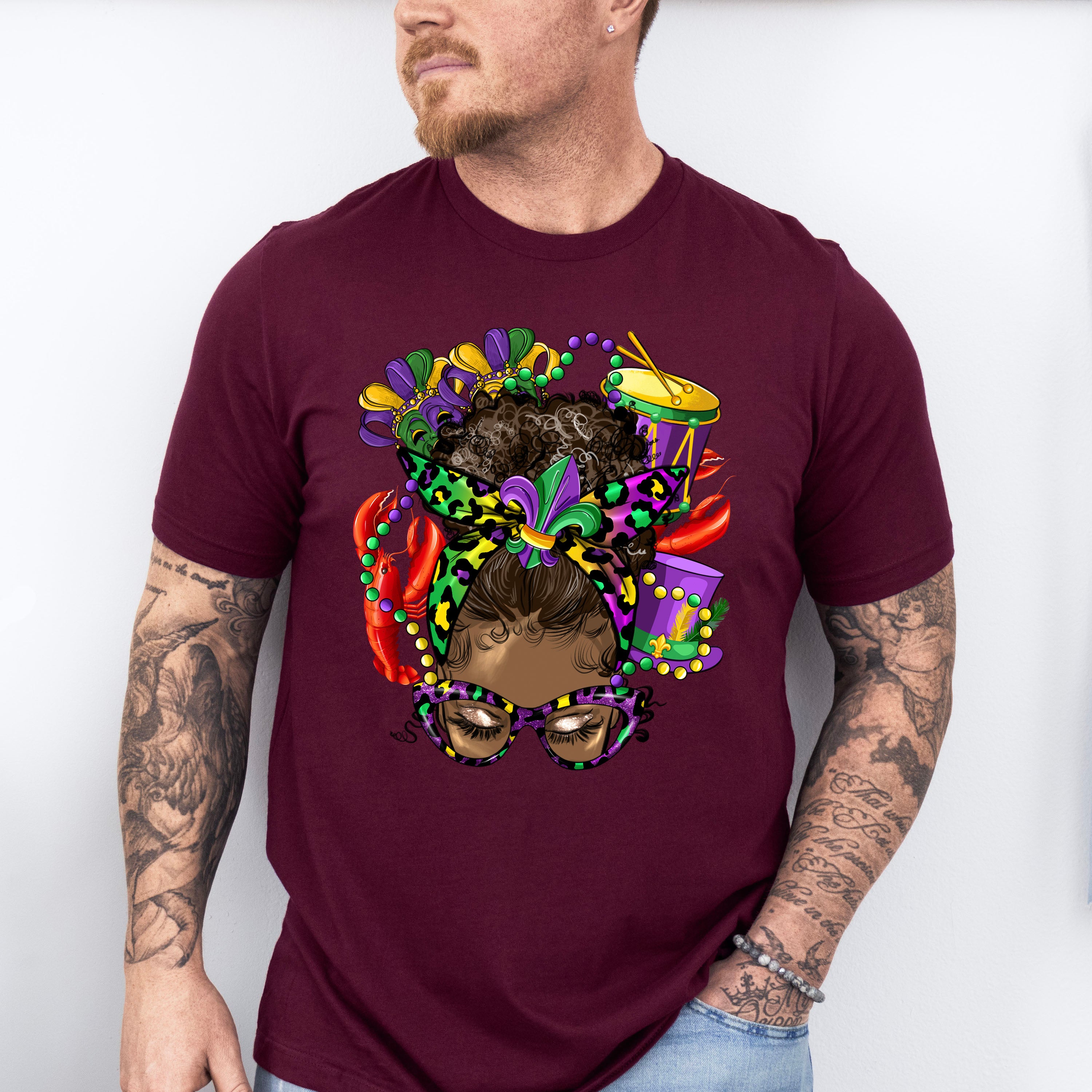 Mardi Gras Face Design - Mardi Gras Unisex Crewneck T-Shirt Sweatshirt Hoodie