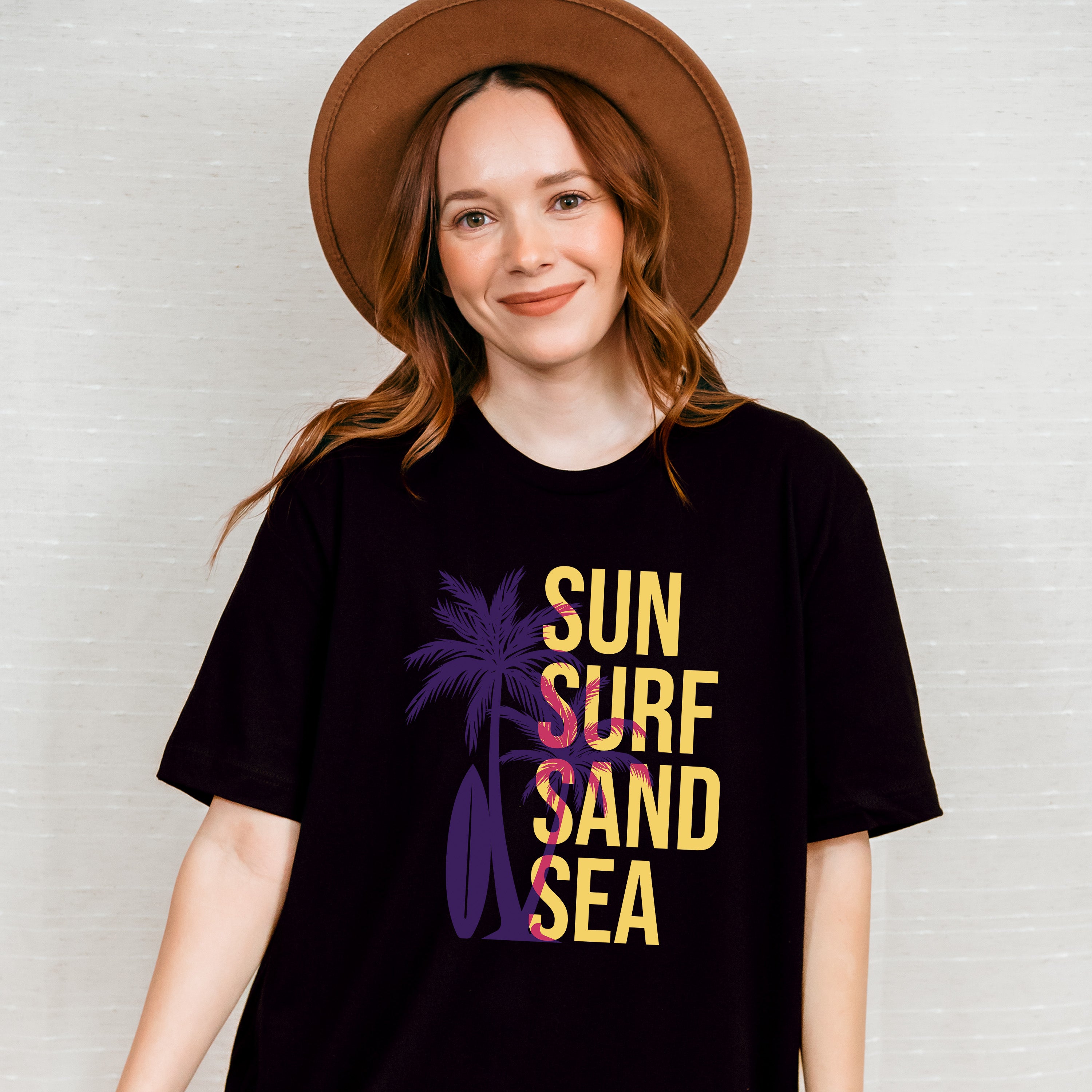 Sun Surf Sand Sea Palms Design - Surfing Unisex Crewneck T-Shirt Sweatshirt Hoodie
