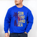 Sun Surf Sand Sea Palms Design - Surfing Unisex Crewneck T-Shirt Sweatshirt Hoodie