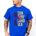 Sun Surf Sand Sea Palms Design - Surfing Unisex Crewneck T-Shirt Sweatshirt Hoodie