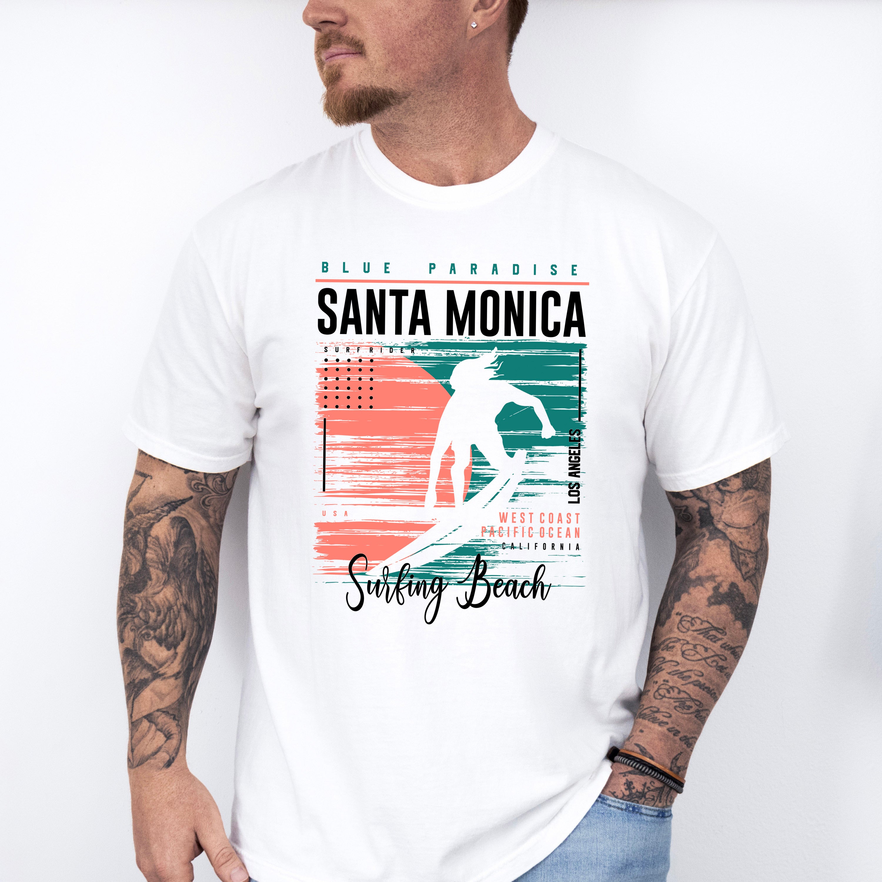Blue Paradise Santa Monica Surfing Beach - Surfing Unisex Crewneck T-Shirt Sweatshirt Hoodie