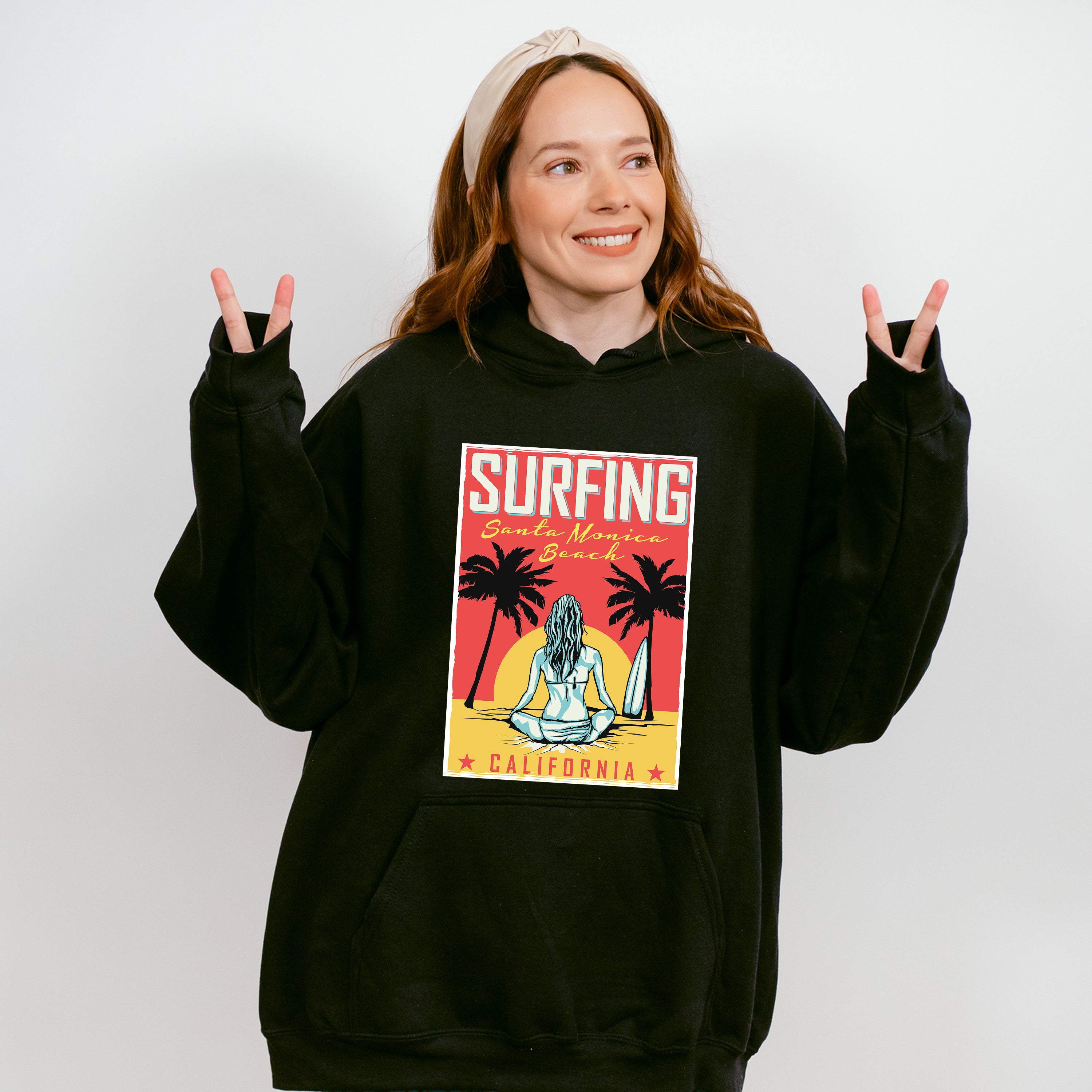 Surfing Santa Monica Beach - Surfing Unisex Crewneck T-Shirt Sweatshirt Hoodie