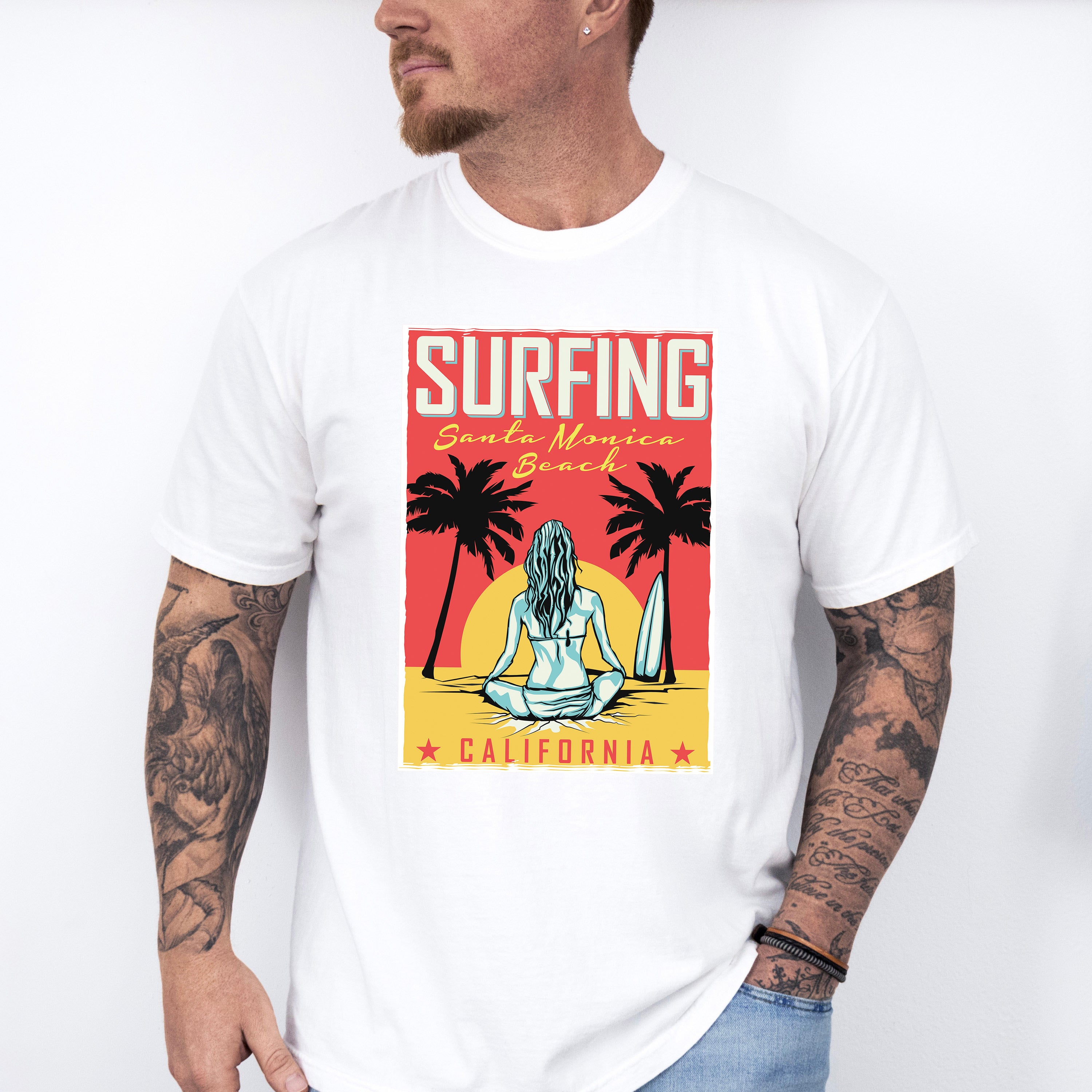Surfing Santa Monica Beach - Surfing Unisex Crewneck T-Shirt Sweatshirt Hoodie