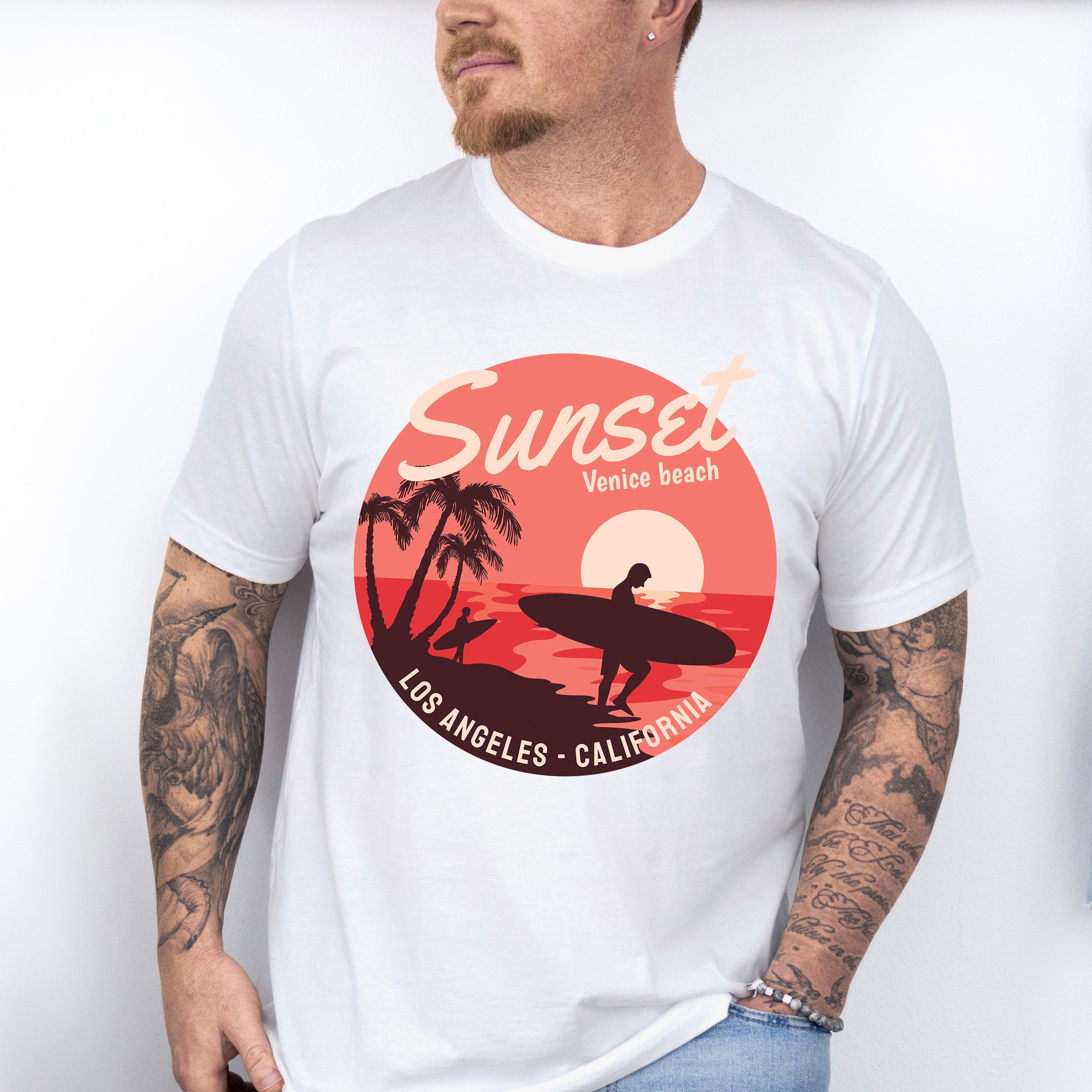 Sunset Venice Beach - Surfing Unisex Crewneck T-Shirt Sweatshirt Hoodie