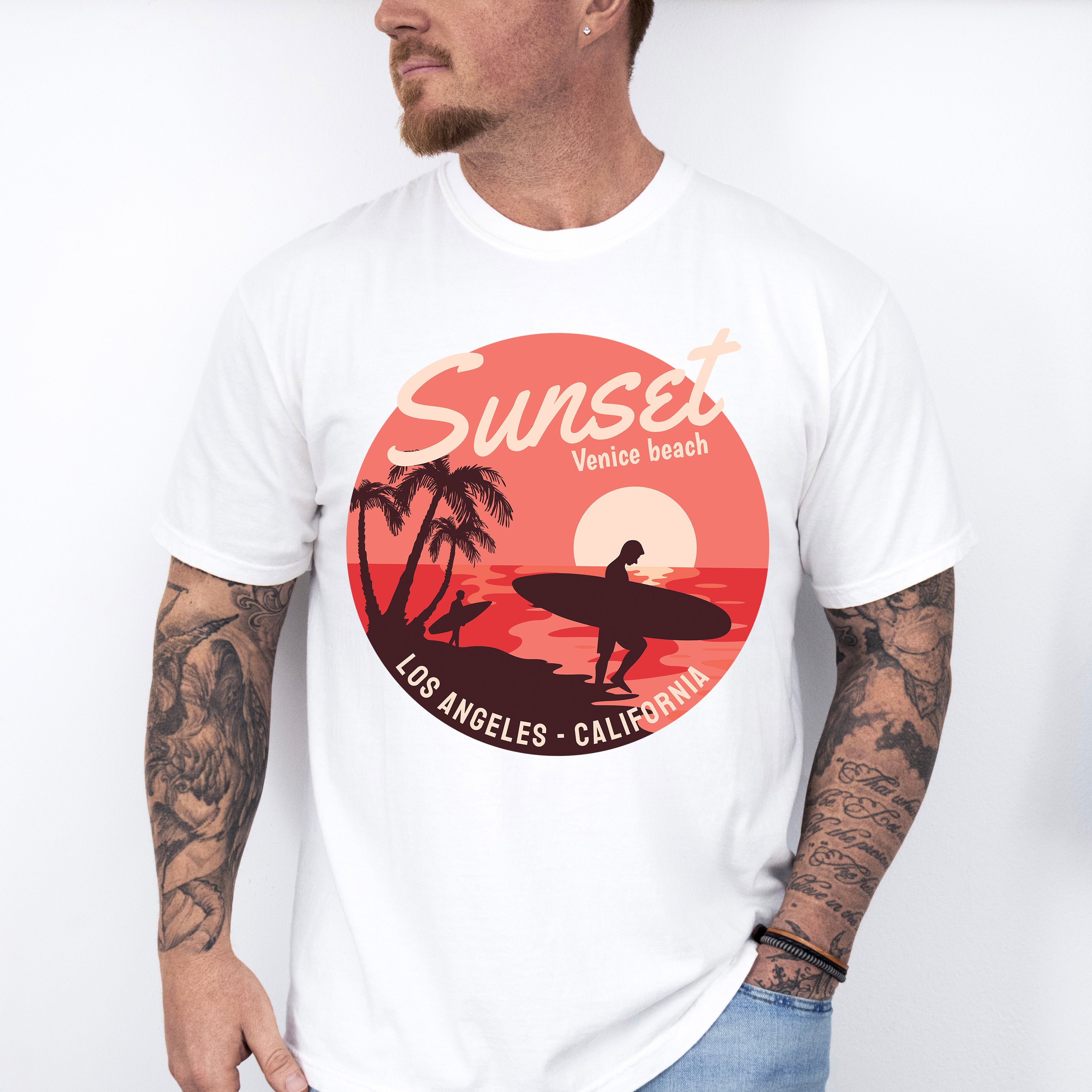 Sunset Venice Beach - Surfing Unisex Crewneck T-Shirt Sweatshirt Hoodie