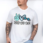 Peace Love Swim Doodles Design - Swimming Unisex Crewneck T-Shirt Sweatshirt Hoodie