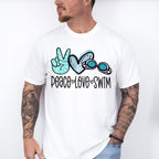 Peace Love Swim Doodles Design - Swimming Unisex Crewneck T-Shirt Sweatshirt Hoodie