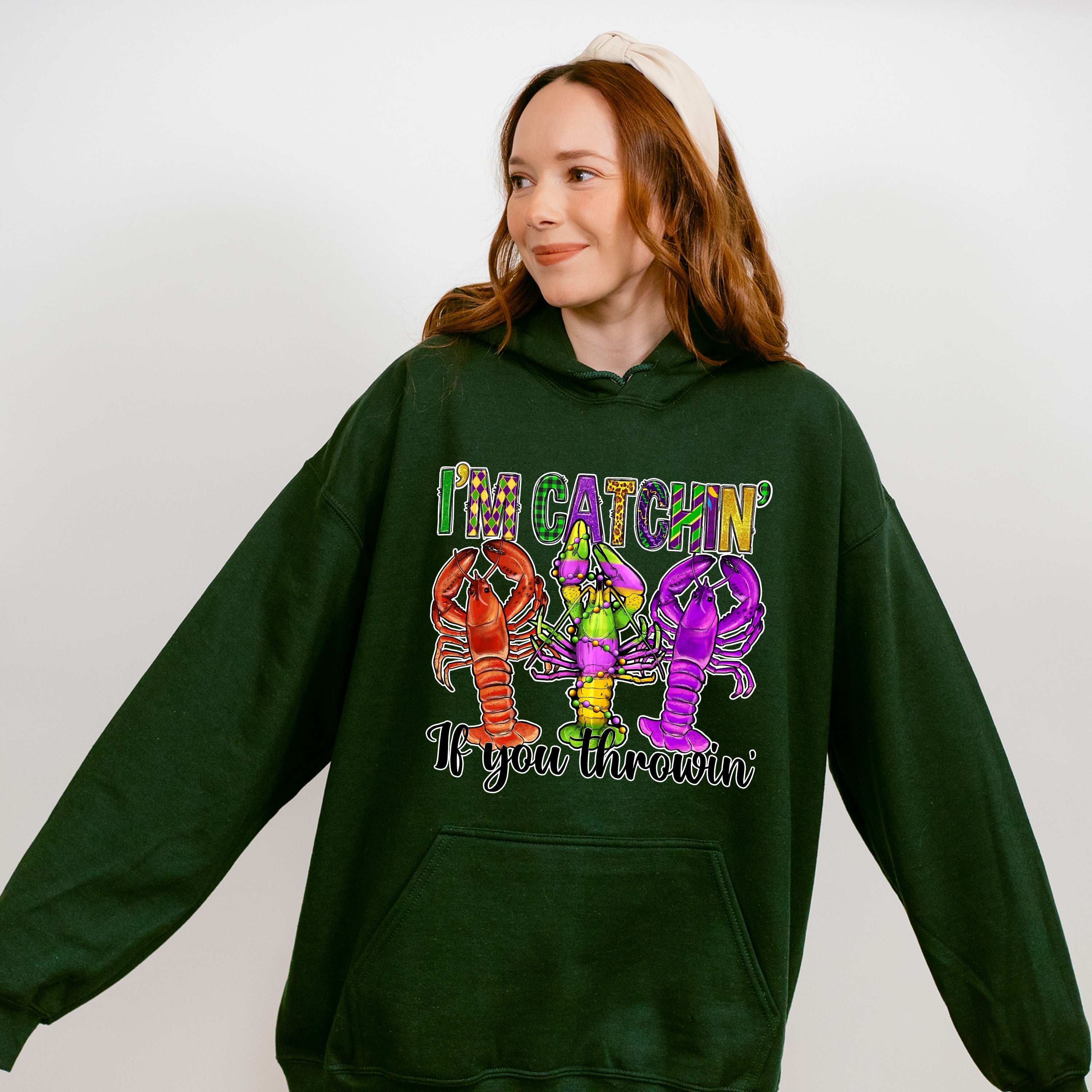 I'm Catchin If You Throwin - Mardi Gras Unisex Crewneck T-Shirt Sweatshirt Hoodie