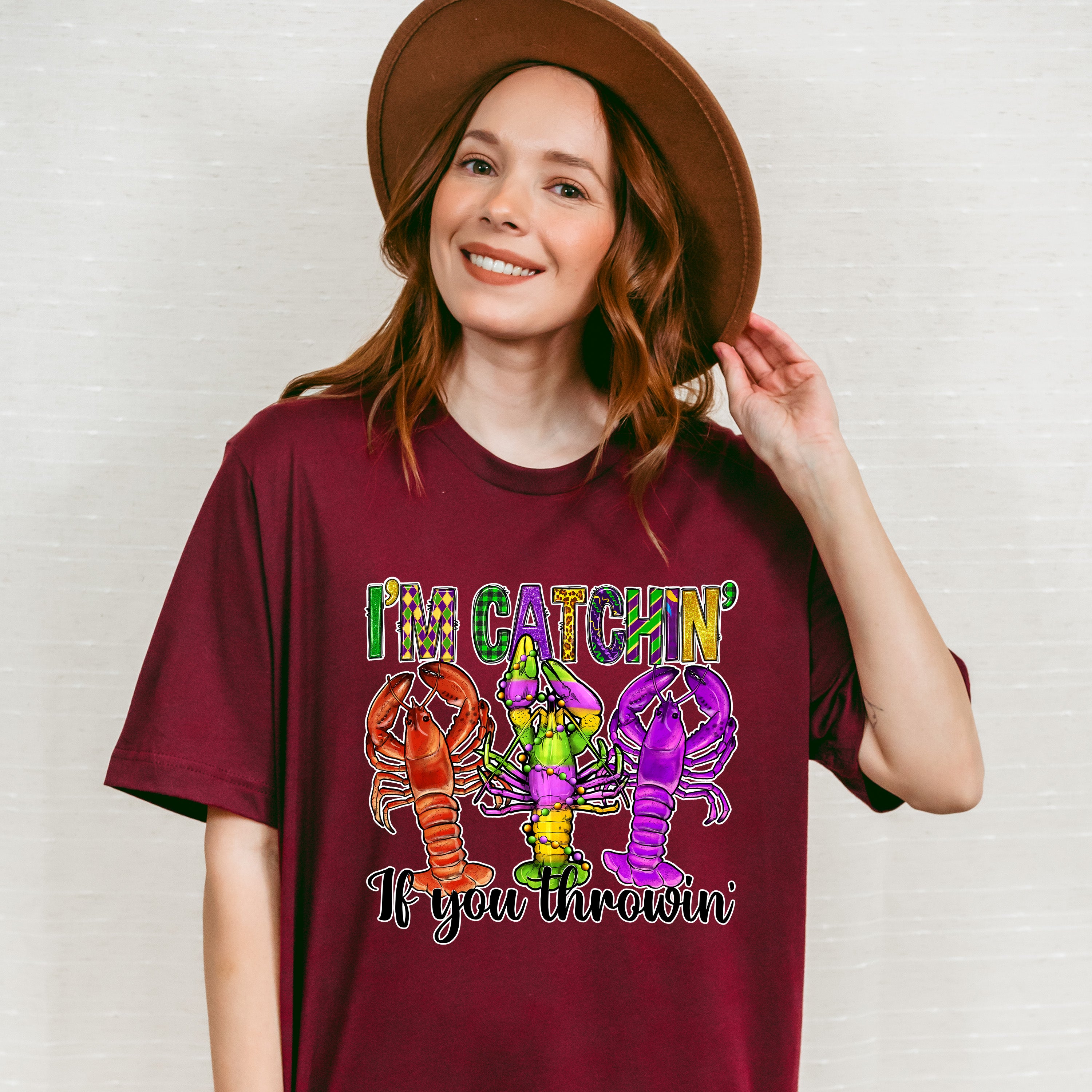 I'm Catchin If You Throwin - Mardi Gras Unisex Crewneck T-Shirt Sweatshirt Hoodie