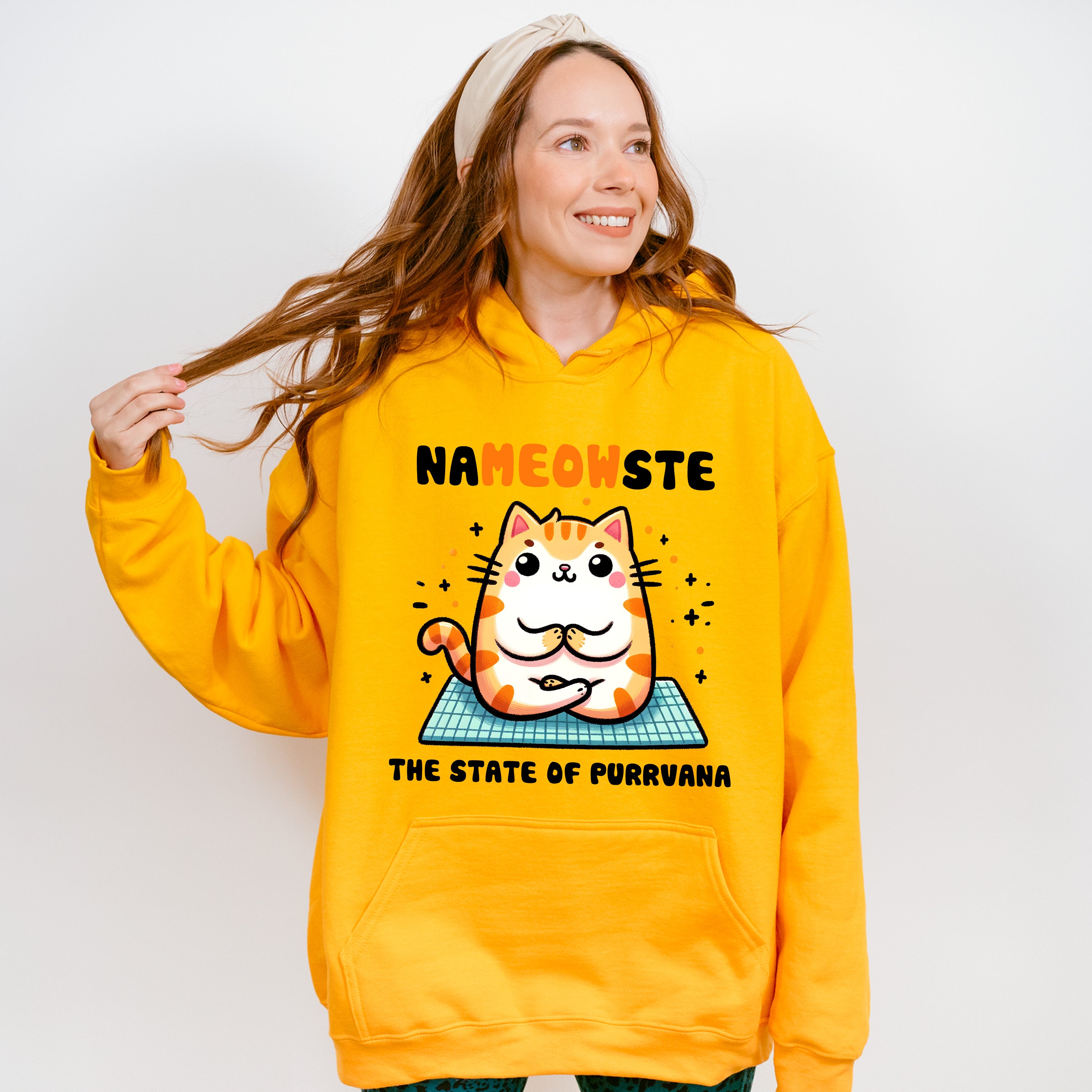 Nameowste The State Of Purrvana - Yoga Unisex Crewneck T-Shirt Sweatshirt Hoodie