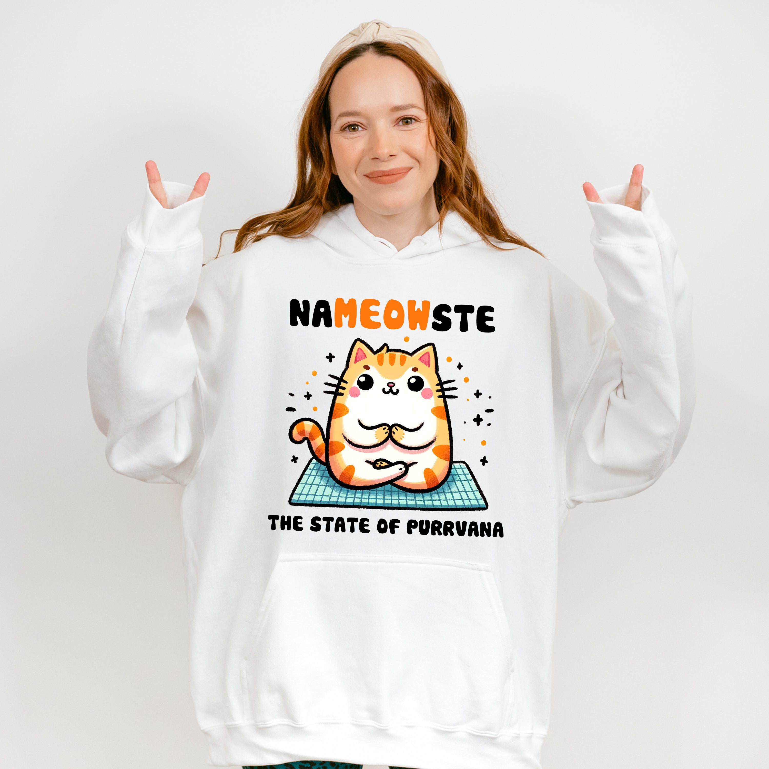 Nameowste The State Of Purrvana - Yoga Unisex Crewneck T-Shirt Sweatshirt Hoodie