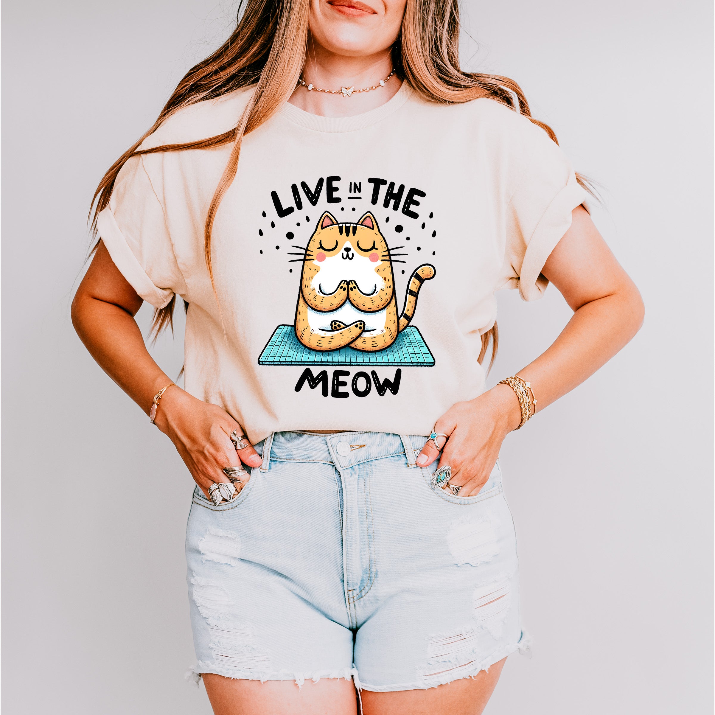 Live In The Meow - Yoga Unisex Crewneck T-Shirt Sweatshirt Hoodie