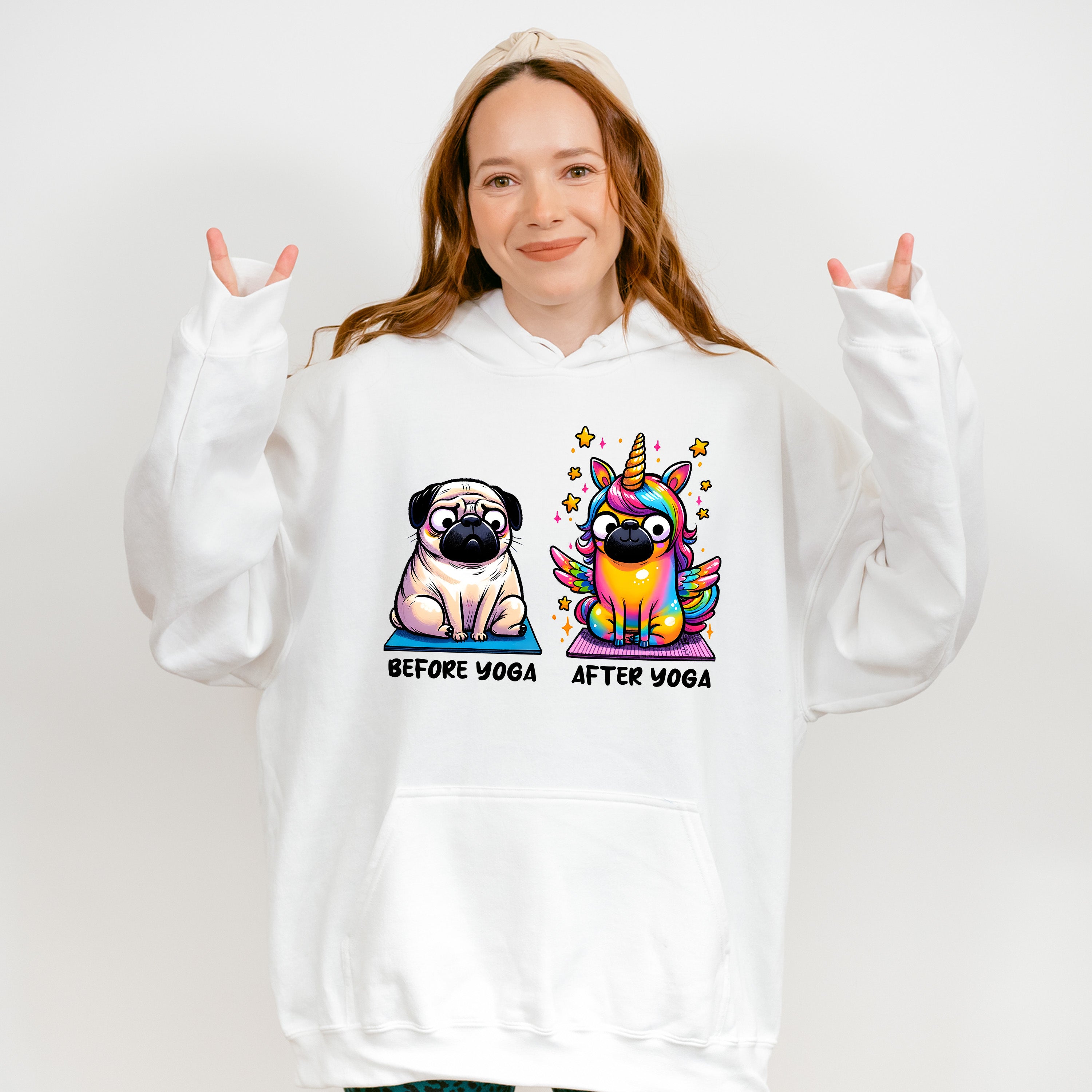 Before Yoga vs After Yoga Pug Design - Yoga Unisex Crewneck T-Shirt Sweatshirt Hoodie