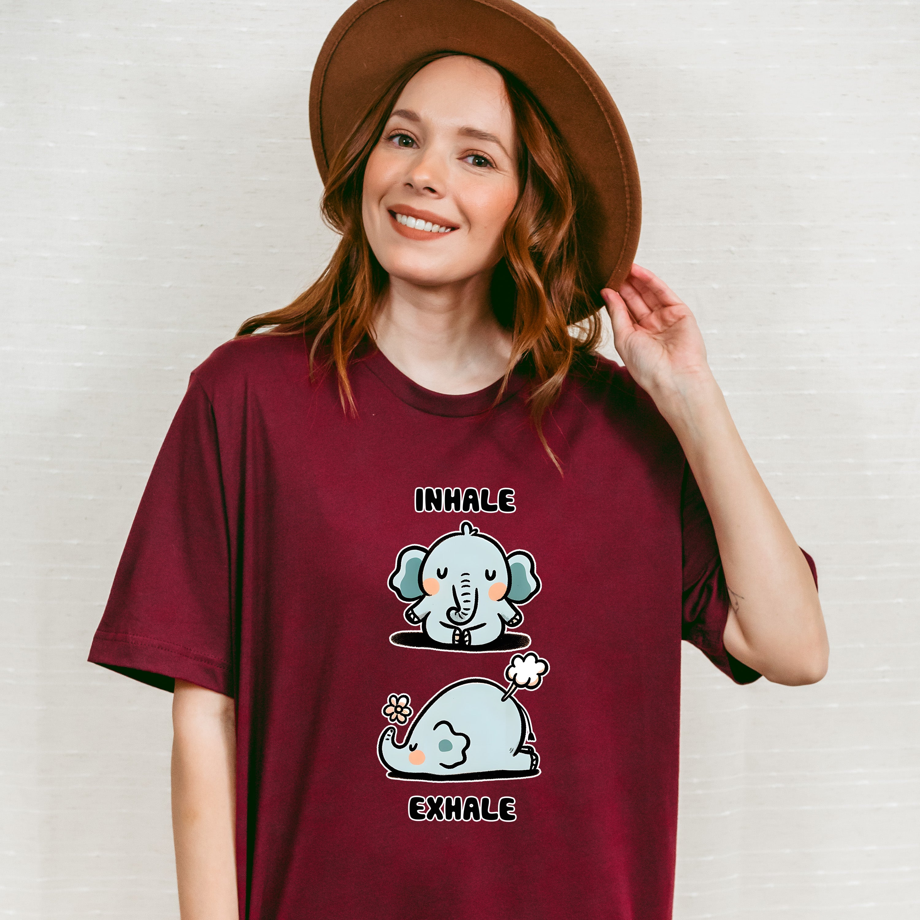Inhale Exhale Elephant Design - Yoga Unisex Crewneck T-Shirt Sweatshirt Hoodie