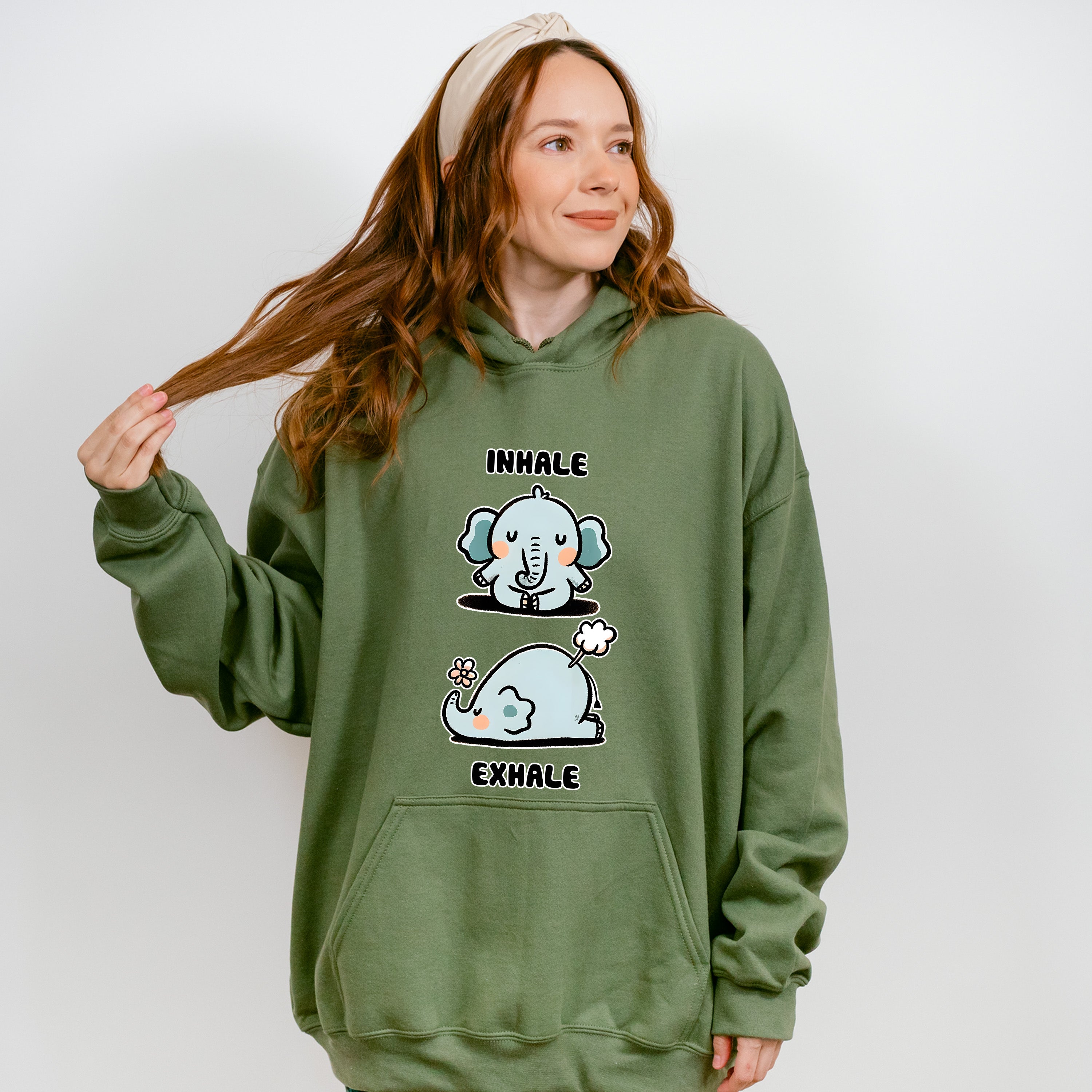 Inhale Exhale Elephant Design - Yoga Unisex Crewneck T-Shirt Sweatshirt Hoodie