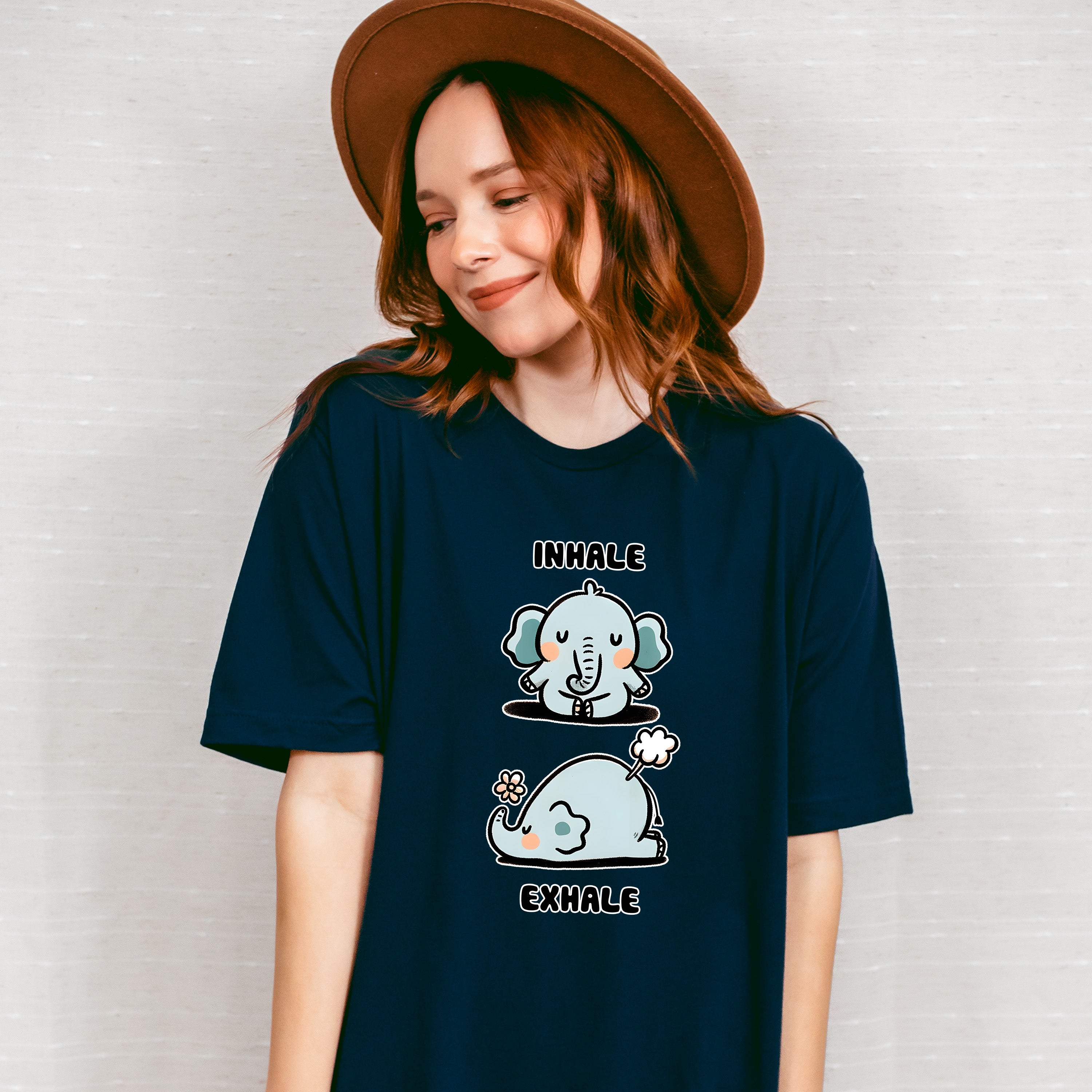 Inhale Exhale Elephant Design - Yoga Unisex Crewneck T-Shirt Sweatshirt Hoodie