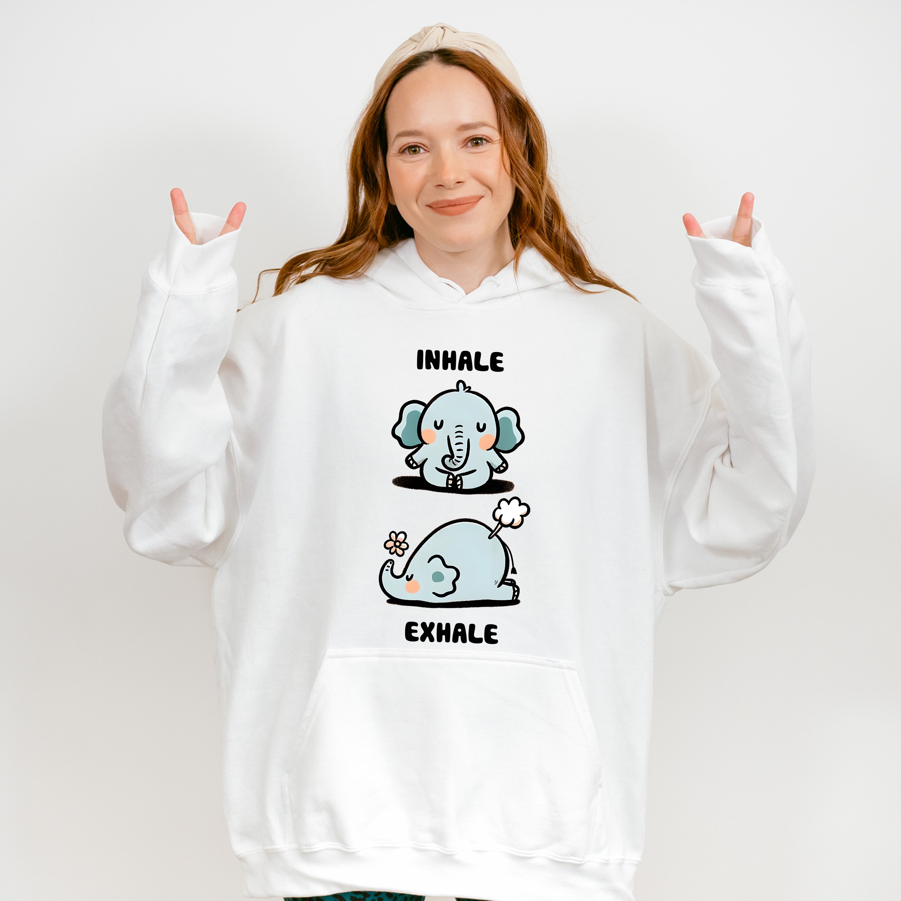 Inhale Exhale Elephant Design - Yoga Unisex Crewneck T-Shirt Sweatshirt Hoodie