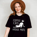 Coffee Cats And Yoga Mats - Yoga Unisex Crewneck T-Shirt Sweatshirt Hoodie