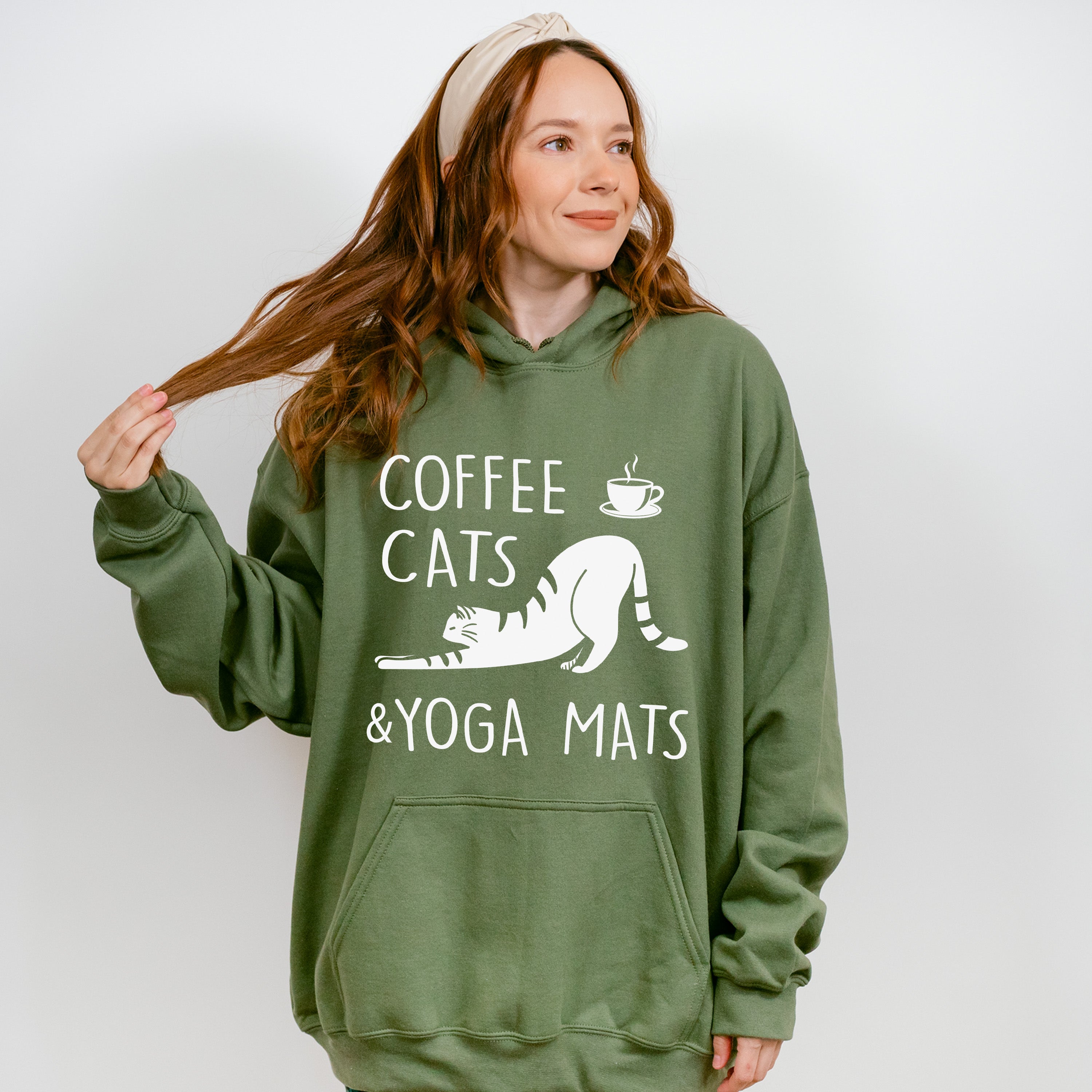 Coffee Cats And Yoga Mats - Yoga Unisex Crewneck T-Shirt Sweatshirt Hoodie