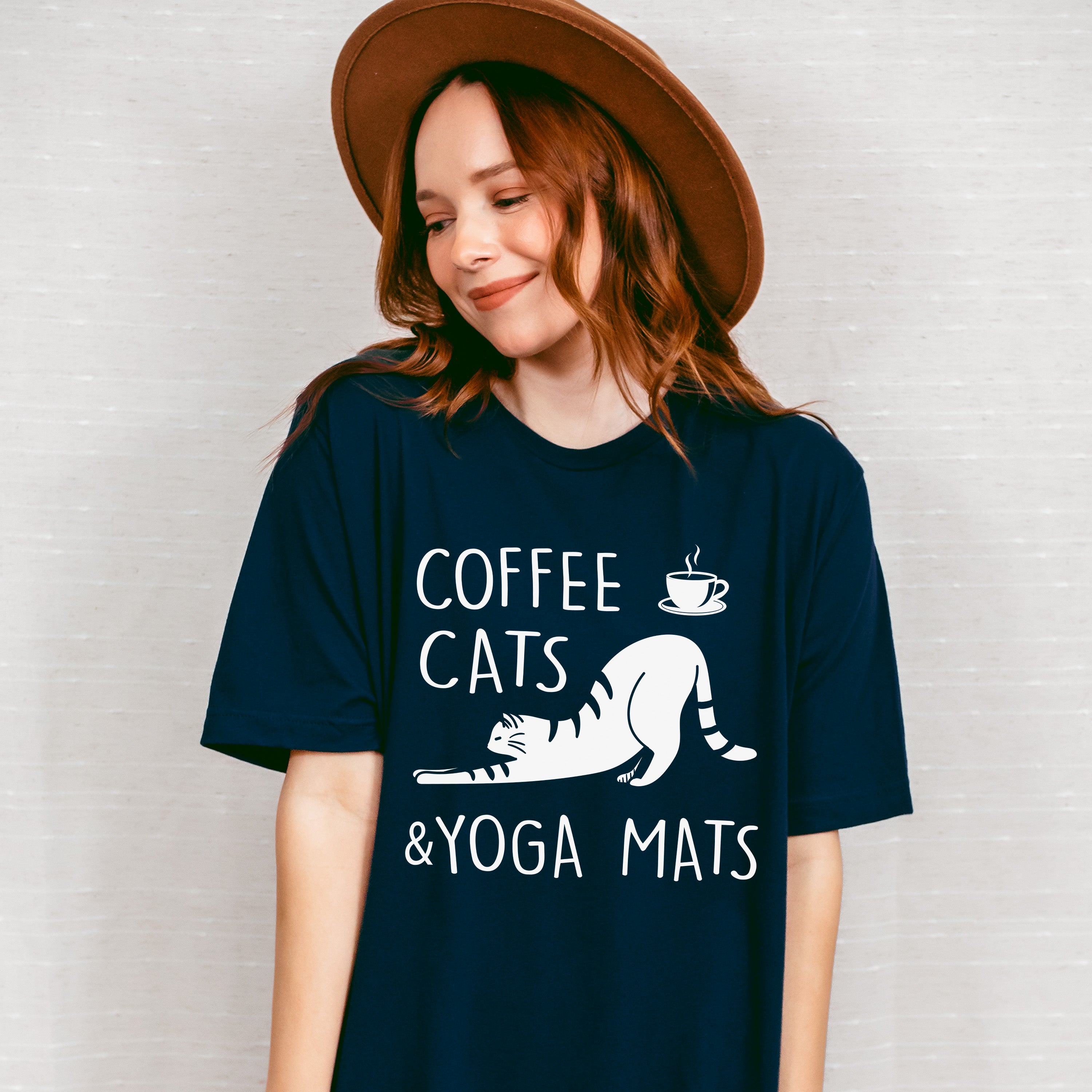 Coffee Cats And Yoga Mats - Yoga Unisex Crewneck T-Shirt Sweatshirt Hoodie