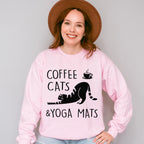 Coffee Cats And Yoga Mats - Yoga Unisex Crewneck T-Shirt Sweatshirt Hoodie