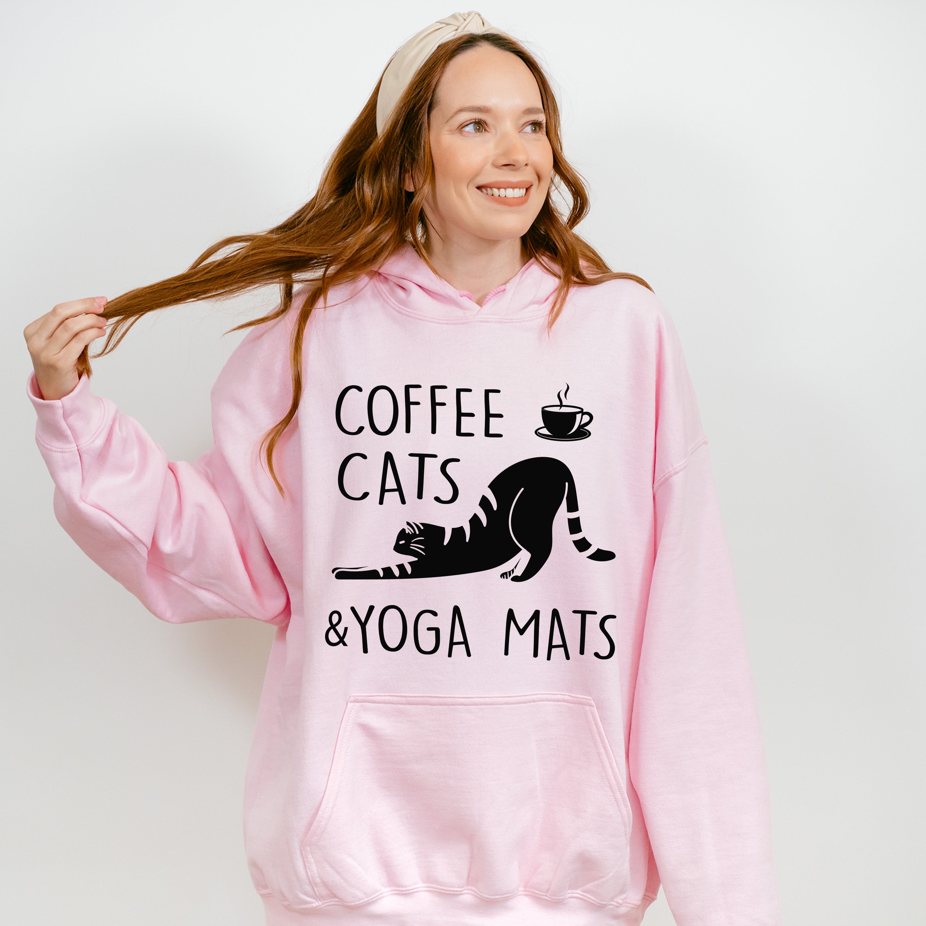 Coffee Cats And Yoga Mats - Yoga Unisex Crewneck T-Shirt Sweatshirt Hoodie