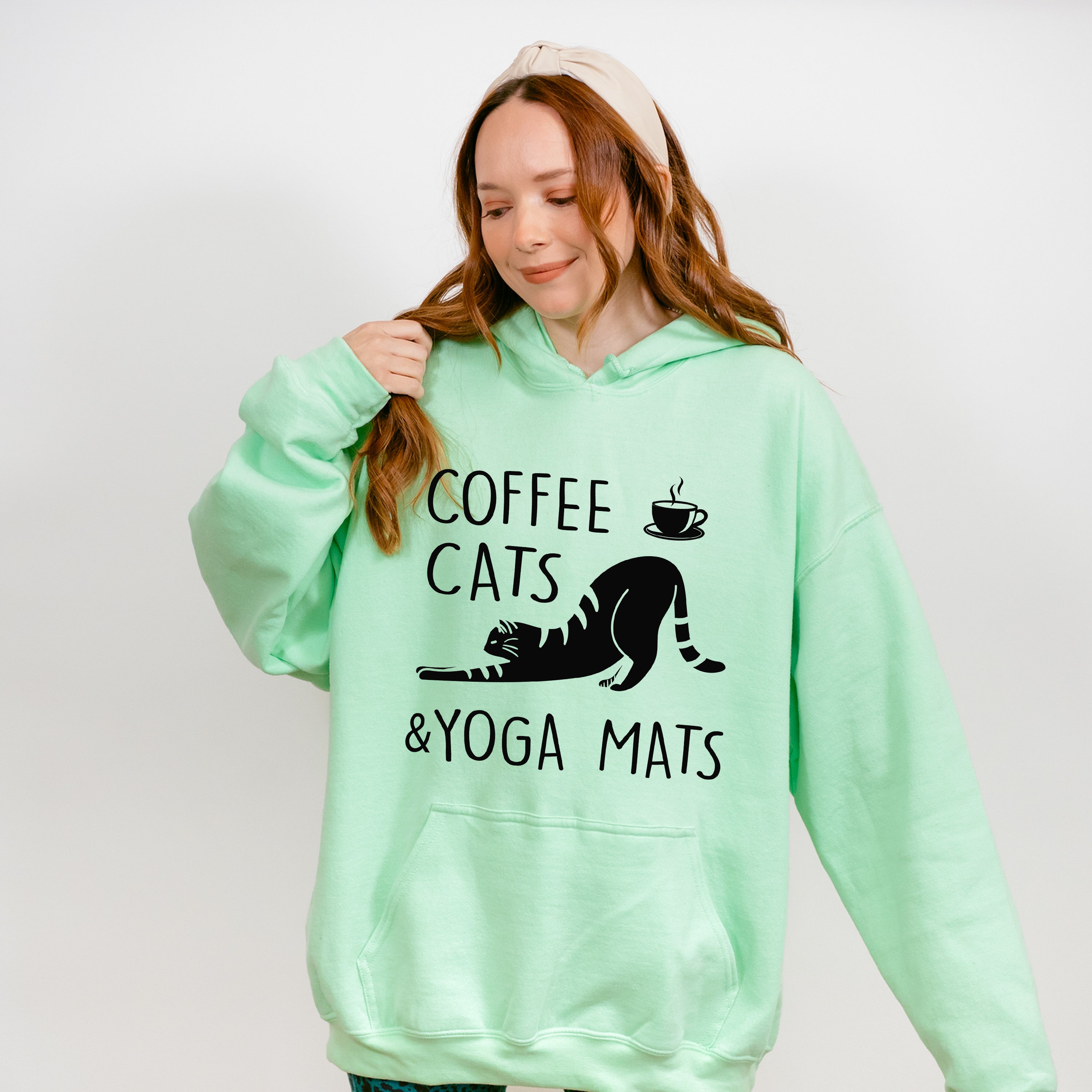 Coffee Cats And Yoga Mats - Yoga Unisex Crewneck T-Shirt Sweatshirt Hoodie