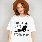 Coffee Cats And Yoga Mats - Yoga Unisex Crewneck T-Shirt Sweatshirt Hoodie