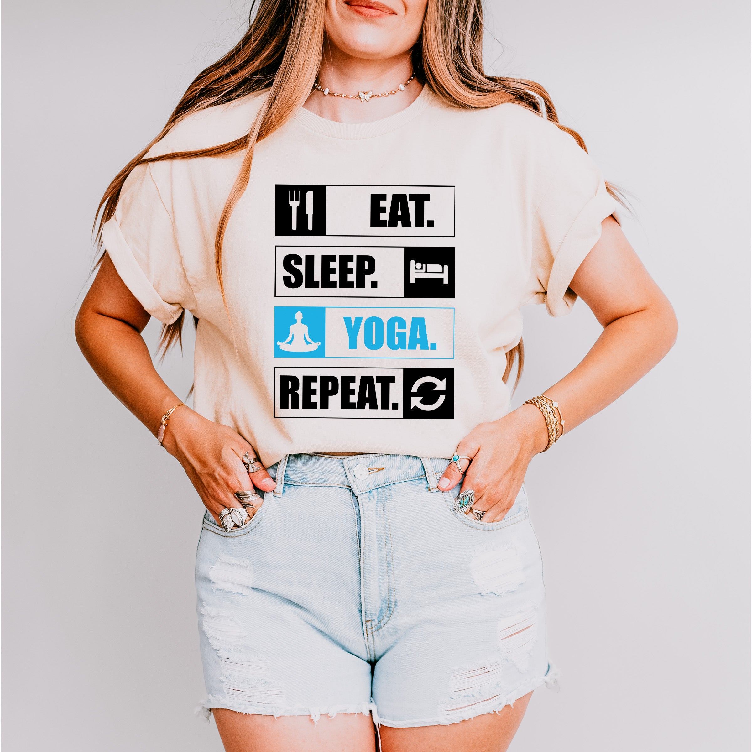 Eat Sleep Yoga Repeat - Yoga Unisex Crewneck T-Shirt Sweatshirt Hoodie