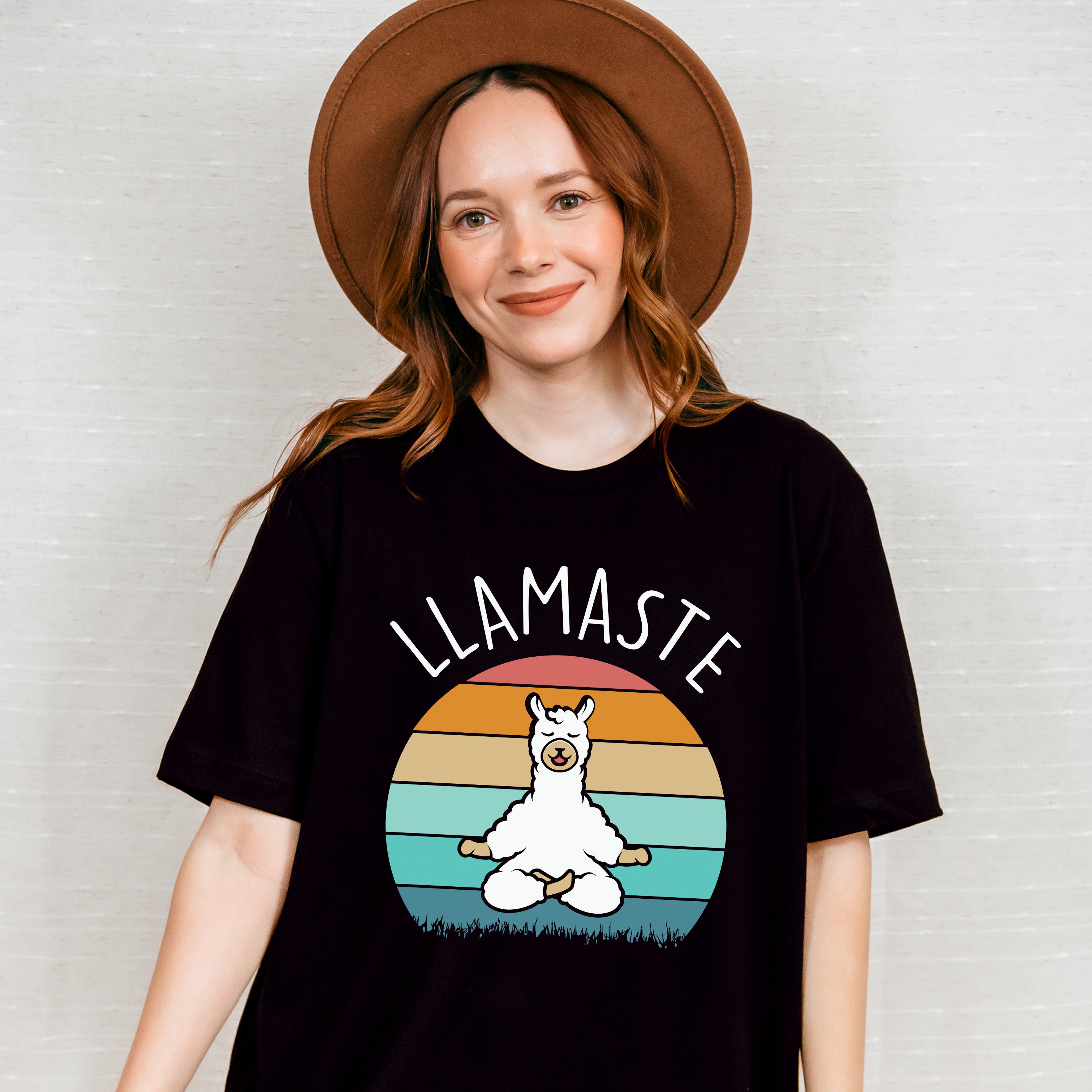 LLAMASTE Retro Sunset Design - Yoga Unisex Crewneck T-Shirt Sweatshirt Hoodie