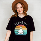 LLAMASTE Retro Sunset Design - Yoga Unisex Crewneck T-Shirt Sweatshirt Hoodie