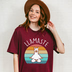 LLAMASTE Retro Sunset Design - Yoga Unisex Crewneck T-Shirt Sweatshirt Hoodie