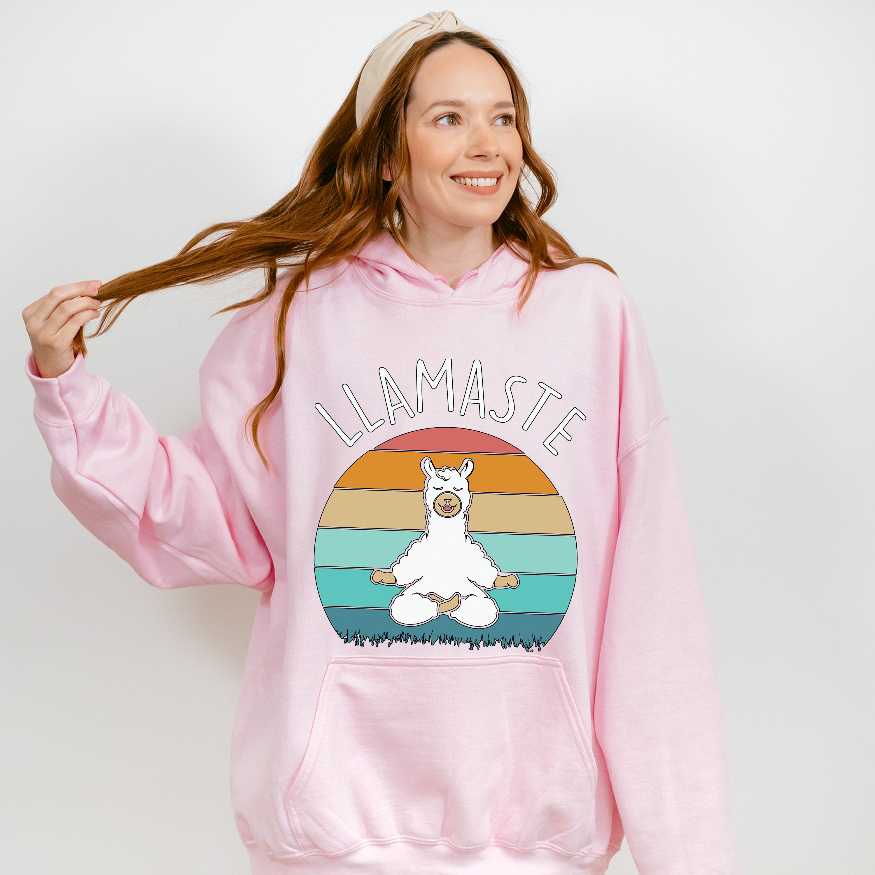 LLAMASTE Retro Sunset Design - Yoga Unisex Crewneck T-Shirt Sweatshirt Hoodie