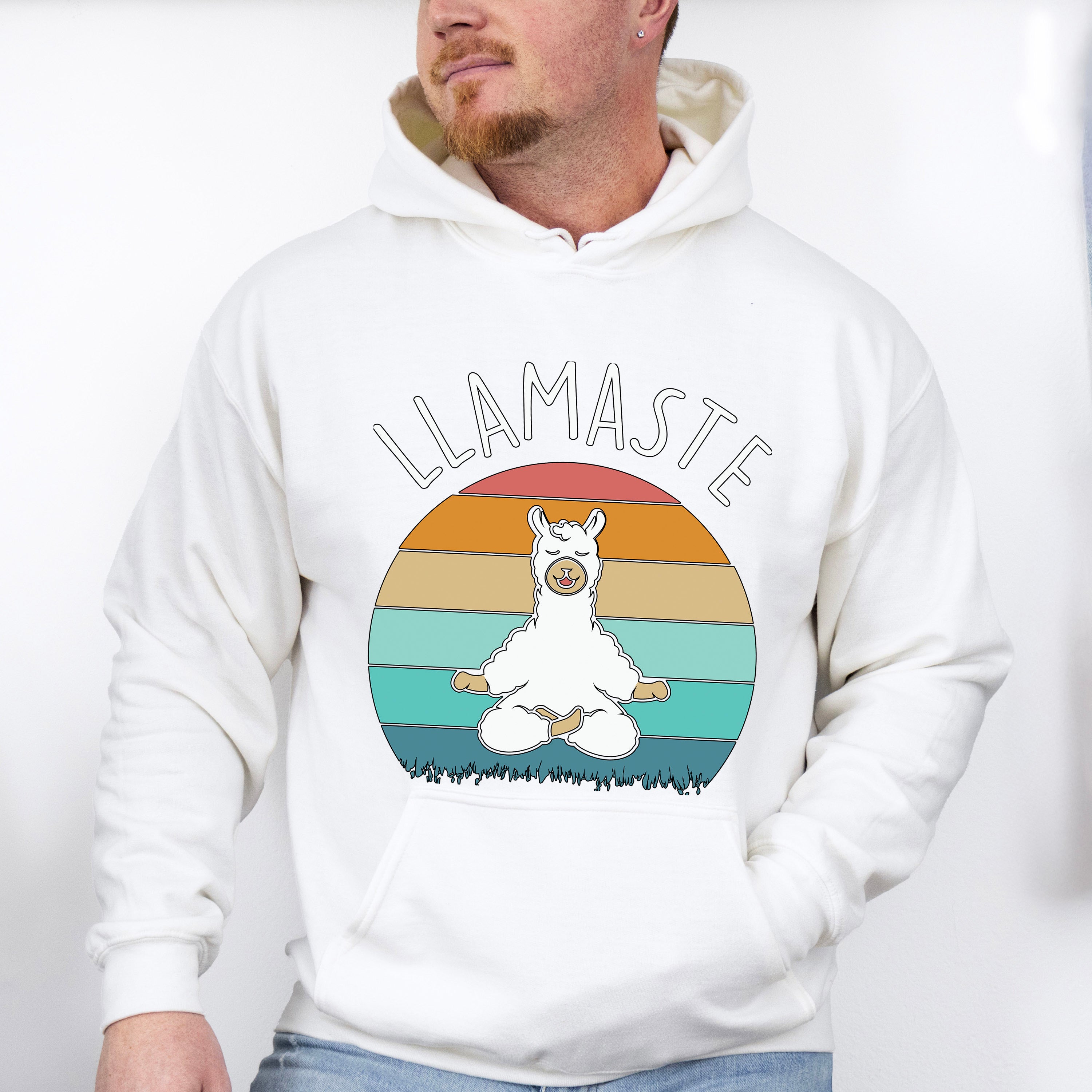 LLAMASTE Retro Sunset Design - Yoga Unisex Crewneck T-Shirt Sweatshirt Hoodie