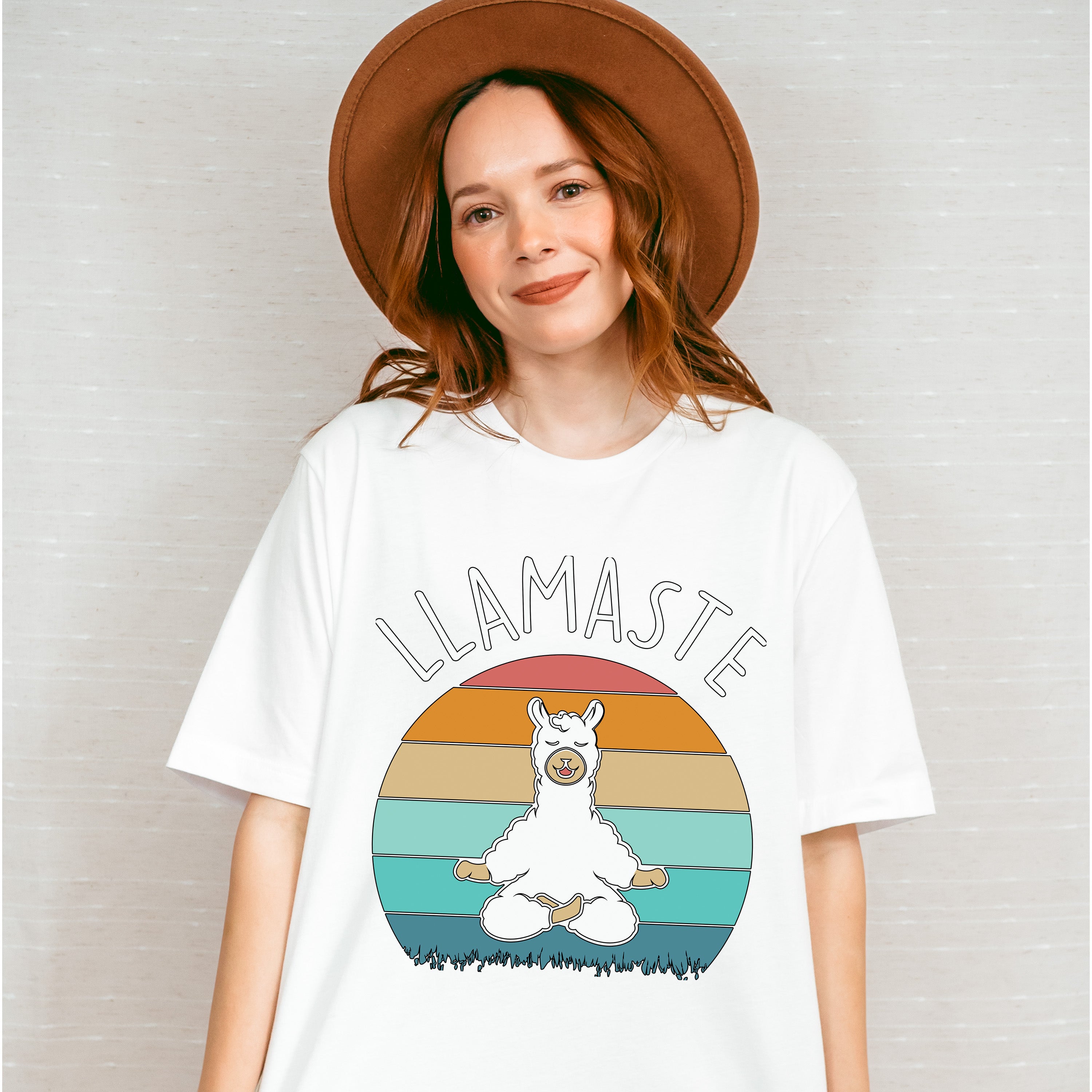 LLAMASTE Retro Sunset Design - Yoga Unisex Crewneck T-Shirt Sweatshirt Hoodie