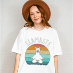 LLAMASTE Retro Sunset Design - Yoga Unisex Crewneck T-Shirt Sweatshirt Hoodie