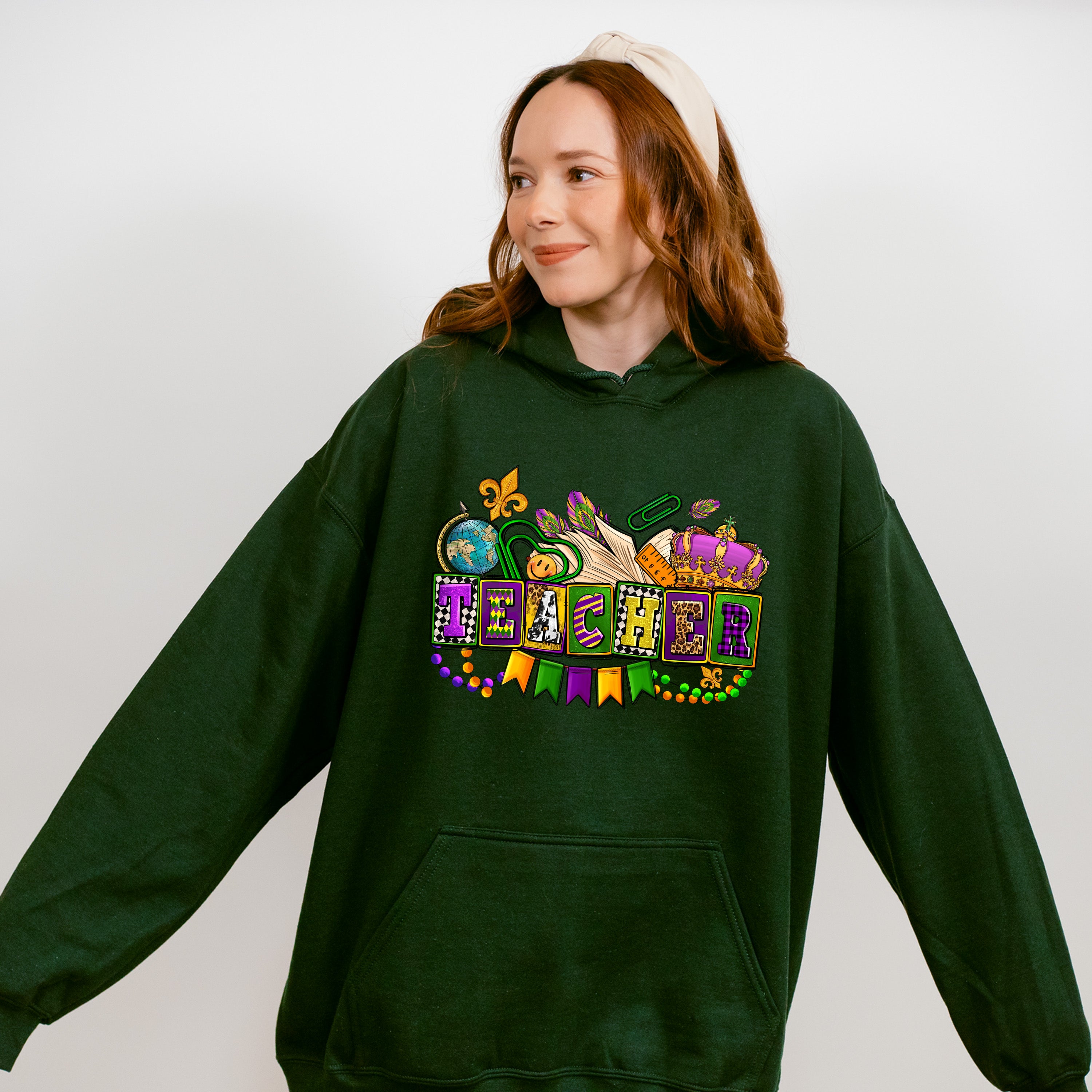 Teacher Mardi Gras Design - Mardi Gras Unisex Crewneck T-Shirt Sweatshirt Hoodie